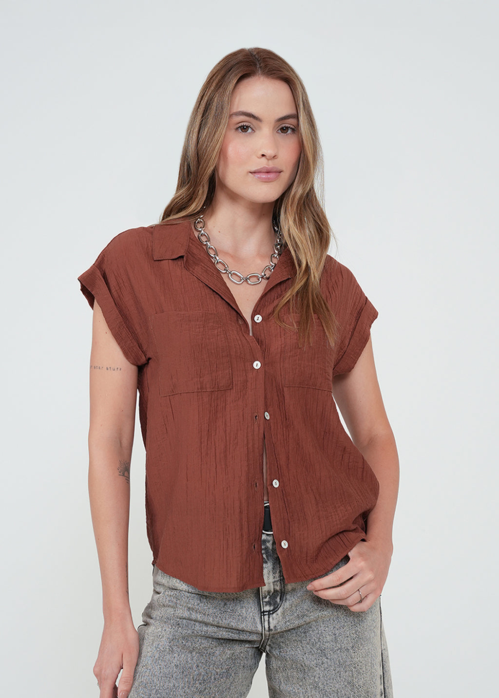 Camisa clásica con textura - Naranja 14_012H305_NAR191428_0