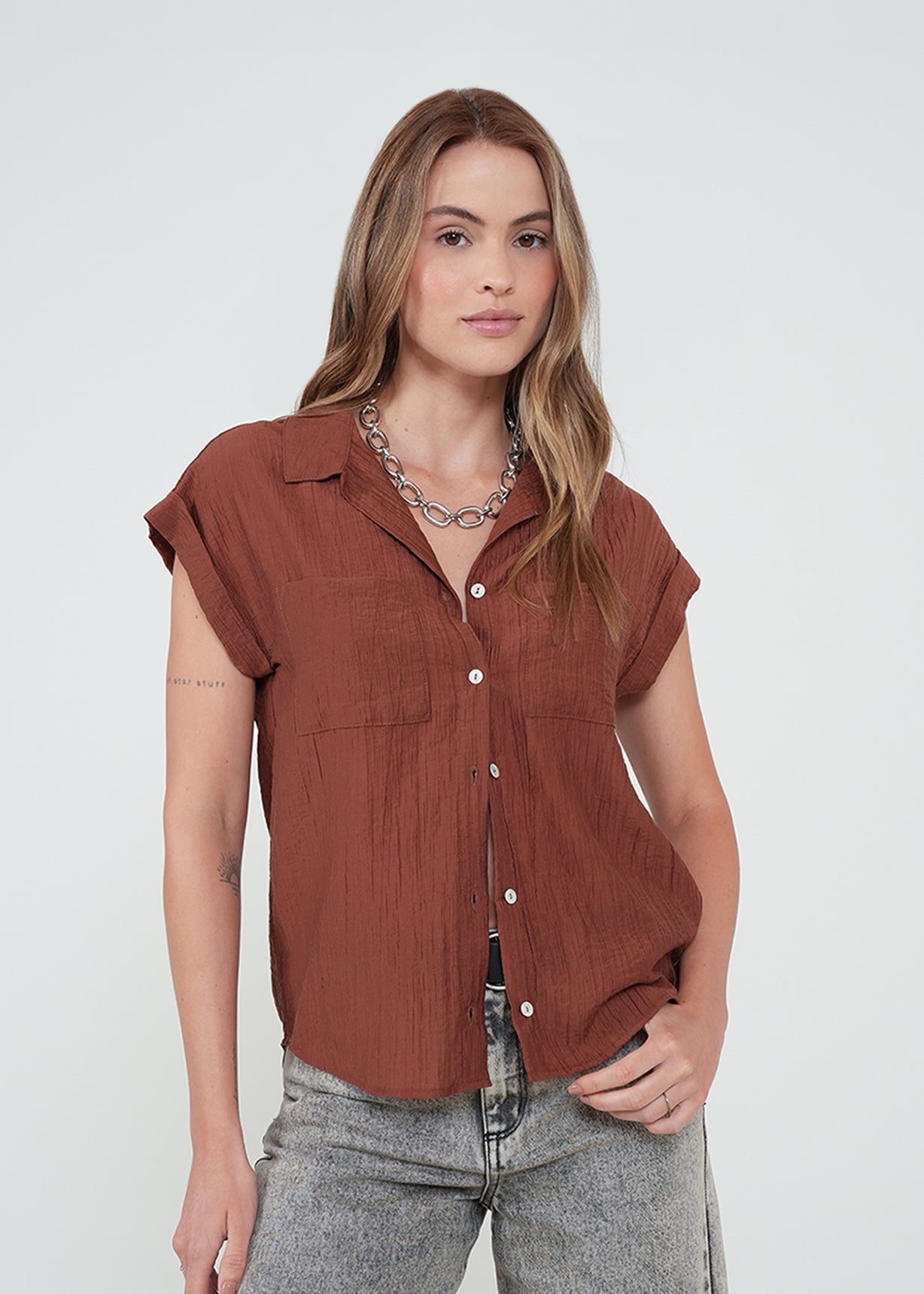 Camisa clásica con textura - Naranja 14_012H305_NAR191428_0