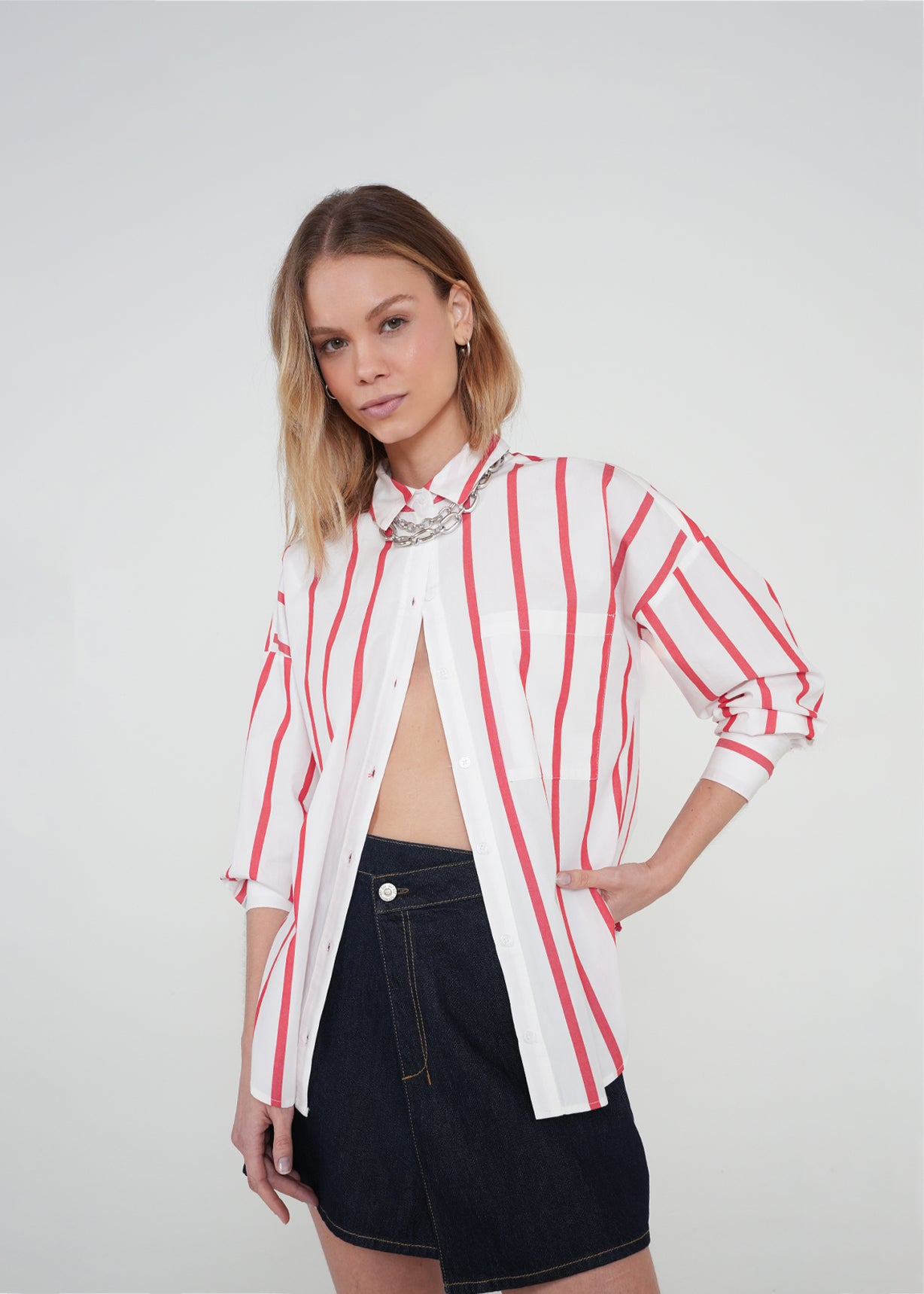 Camisa con rayas en contraste - Crudo 14_012H336_CRU110605_0