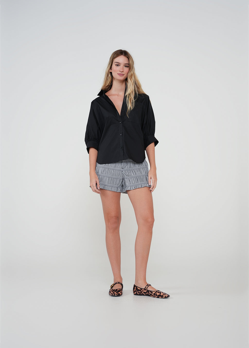 Camisa clásica con manga 3/4 - Negro 14_012H338_NEG193909_3