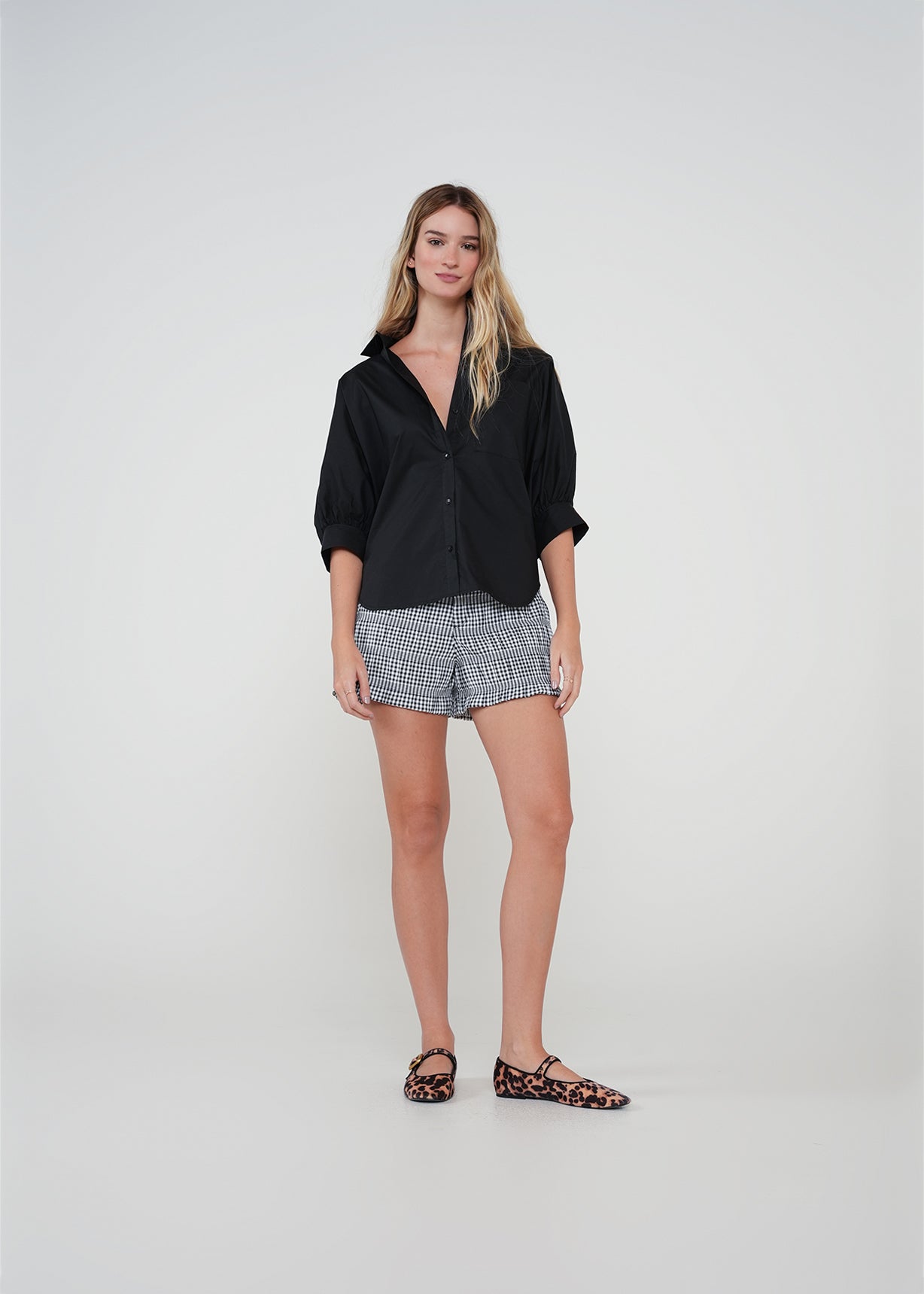 Camisa clásica con manga 3/4 - Negro 14_012H338_NEG193909_3