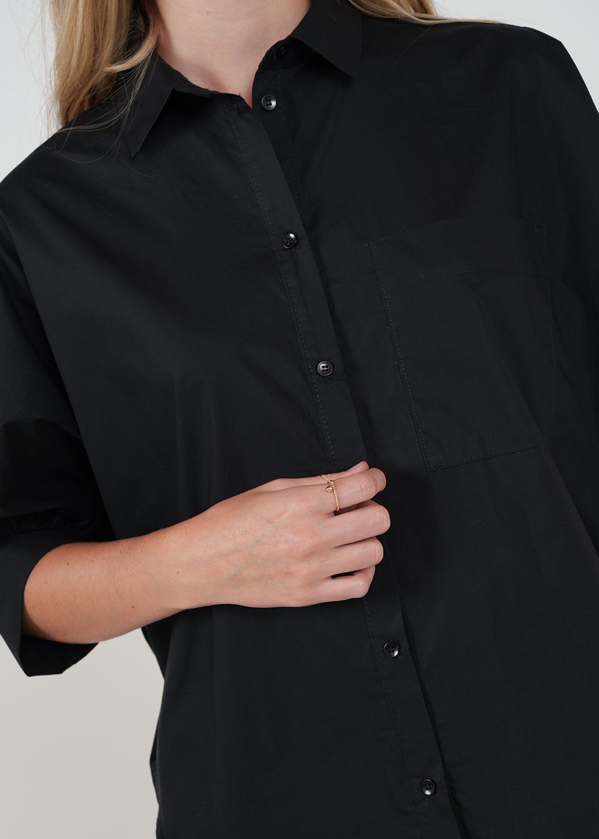Camisa clásica con manga 3/4 - Negro 14_012H338_NEG193909_4