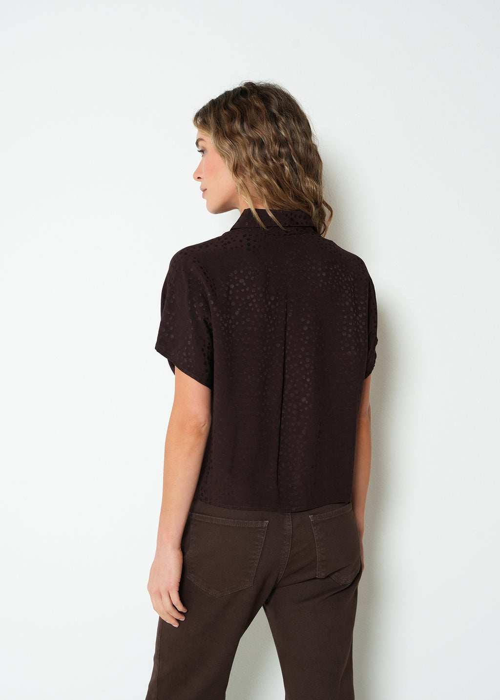 Camisa oversize manga corta puntos - Cafe 14_013H323_CAF190915_7