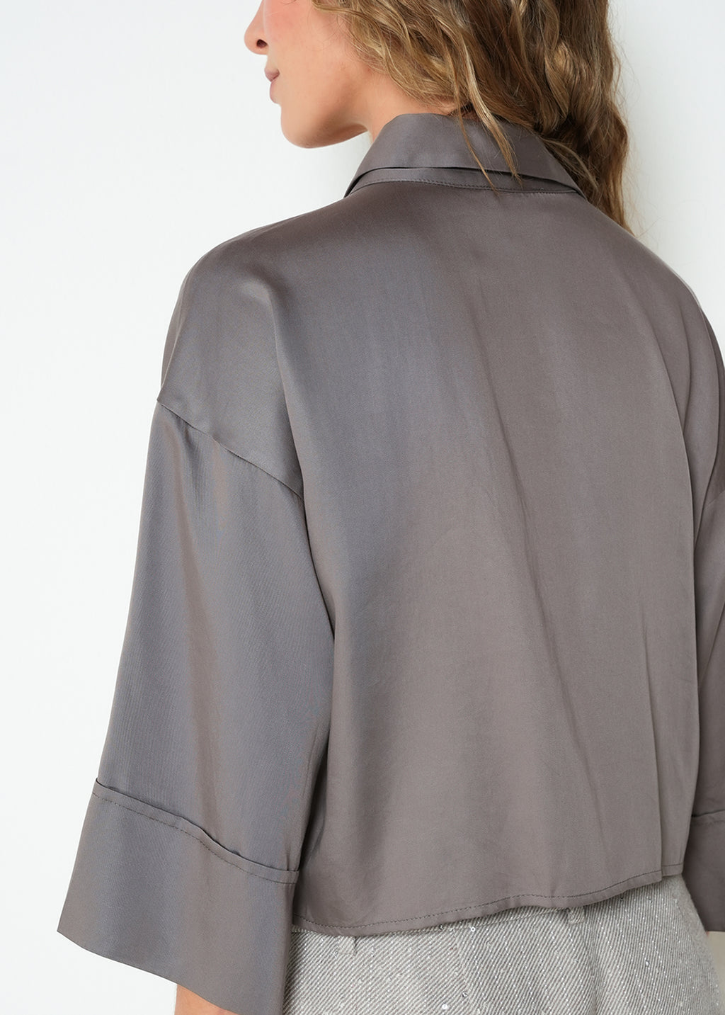 Camisa oversize manga 3-4 cuello en V - Gris 14_013H325_GRI181210_6