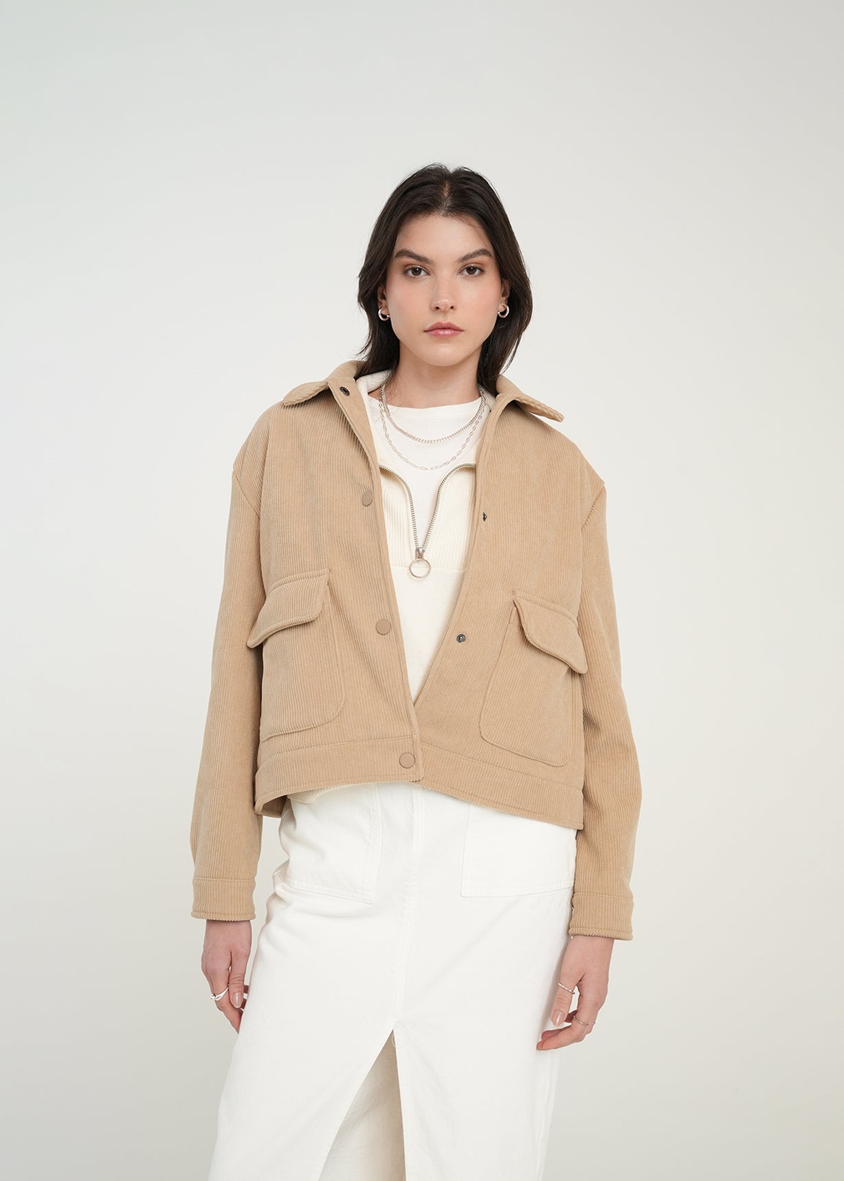 Chaqueta en corduroy con botones - Beige 14_021H033_BEI151114_0