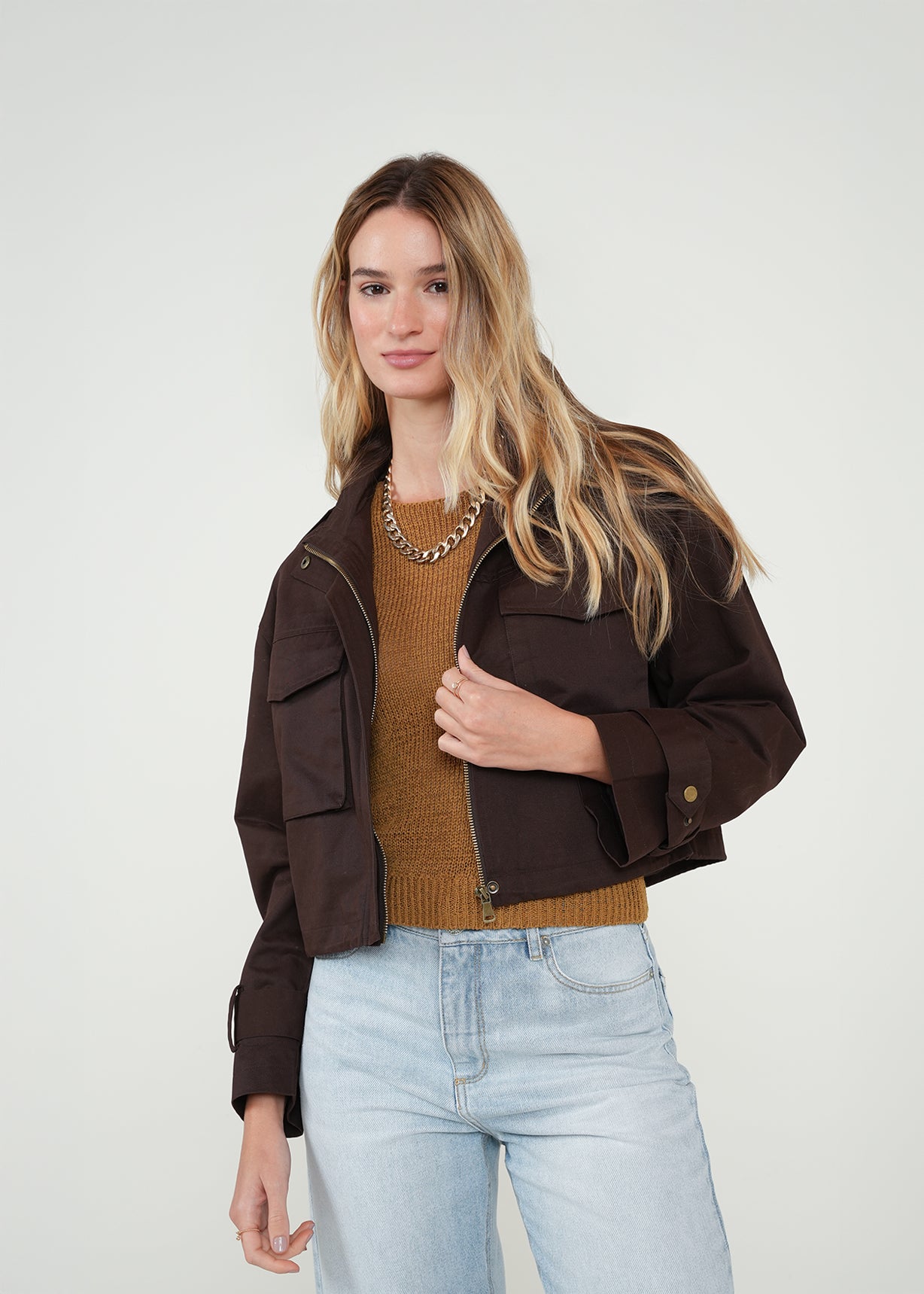 Chaqueta corta con cierre - Café 14_022H058_CAF191016_3