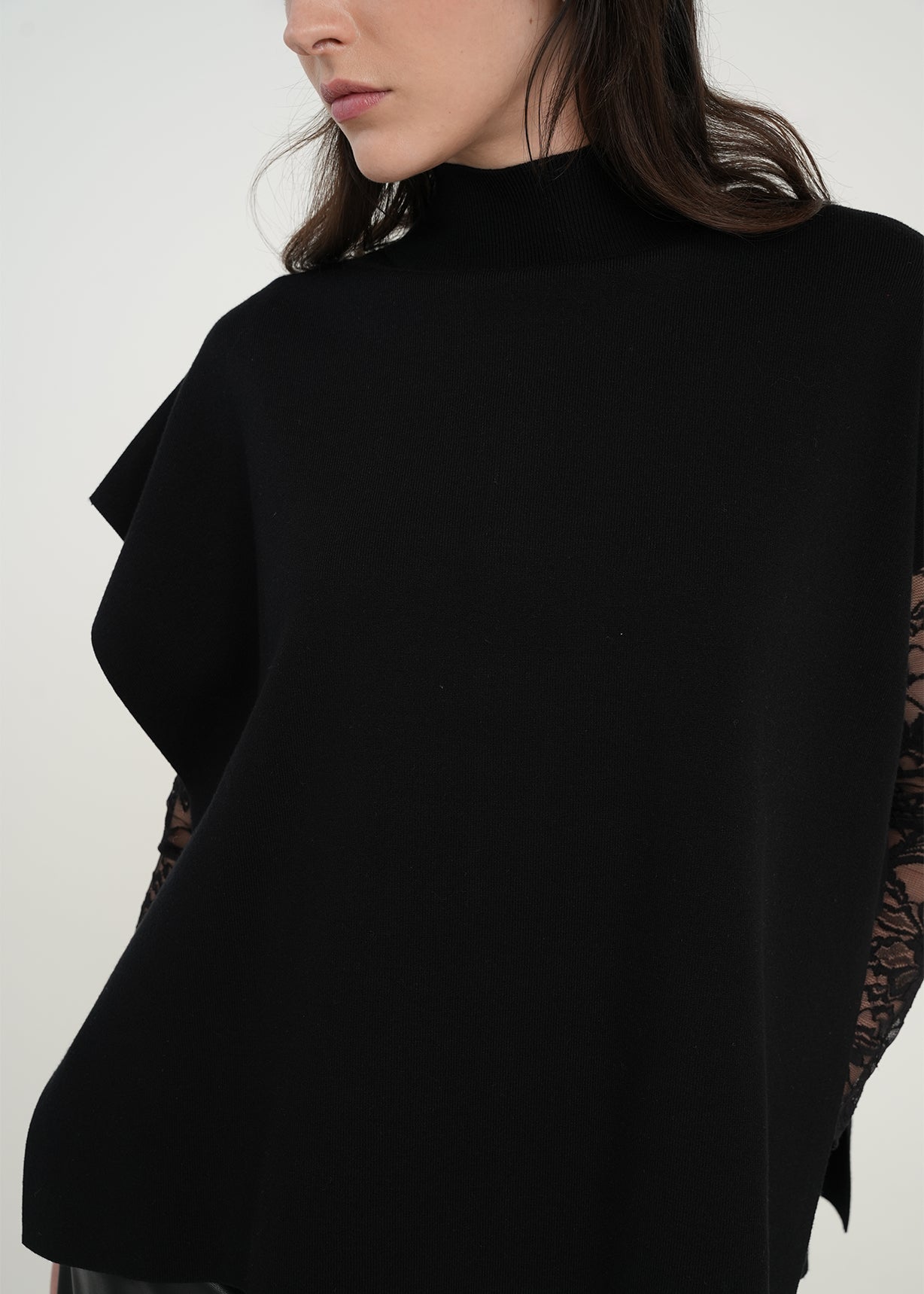 Camisa tejida tipo capa - Negro 14_081H047_NEG193909_6