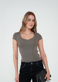 Camiseta ajustada tejida - Gris 14_082H002_GRI180516_0