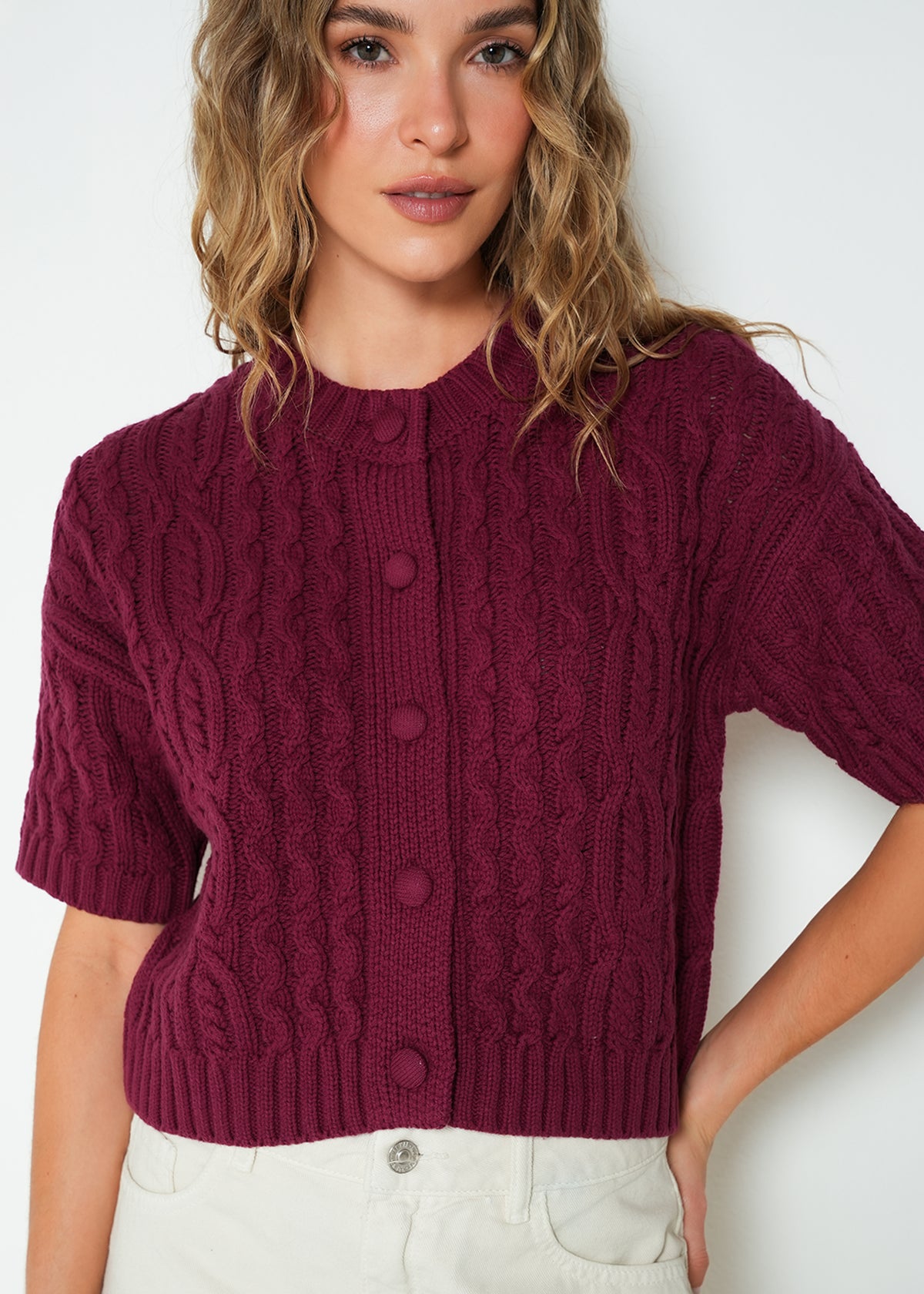Tejido camisa manga corta cuello redondo - Morado 14_083H022_MOR192024_0