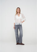 Camisa regular manga larga cuello en V - Crudo 14_212H316_CRU110605_0