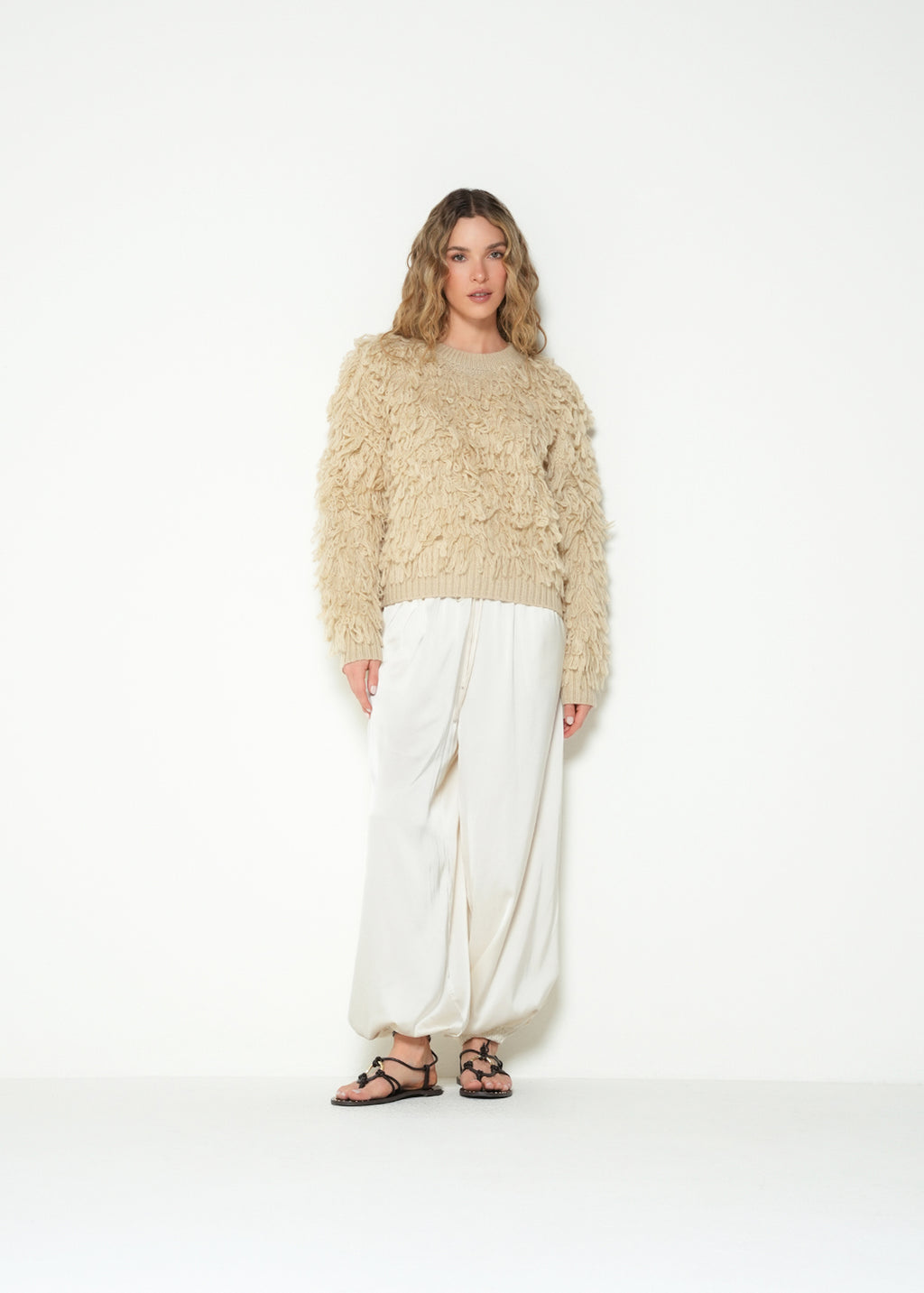 Pantalón wide leg tiro medio cordón - Crudo 14_233H312_CRU110605_3