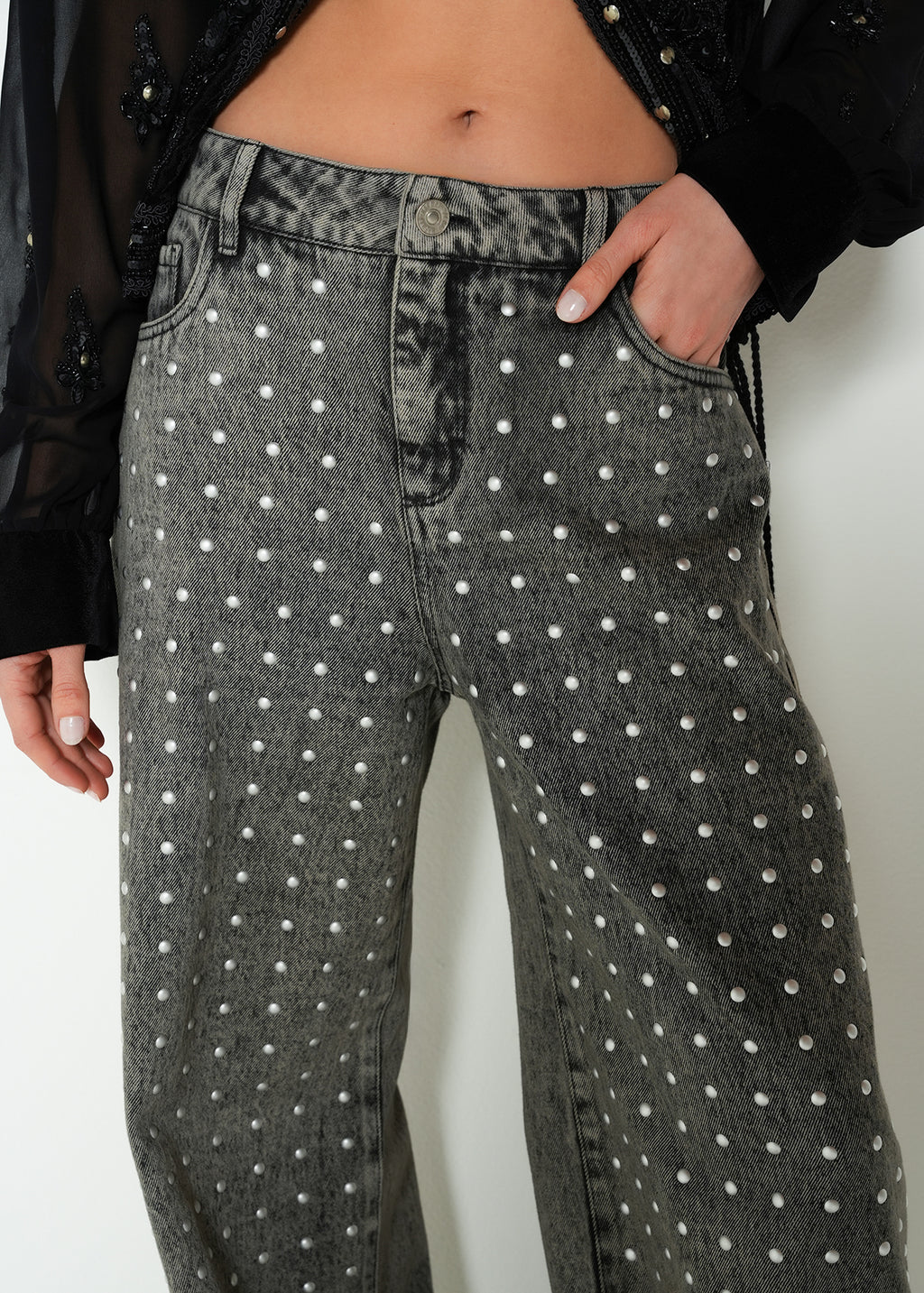 Pantalón wide leg puntos - Café 14_293H336_CAF170630_4