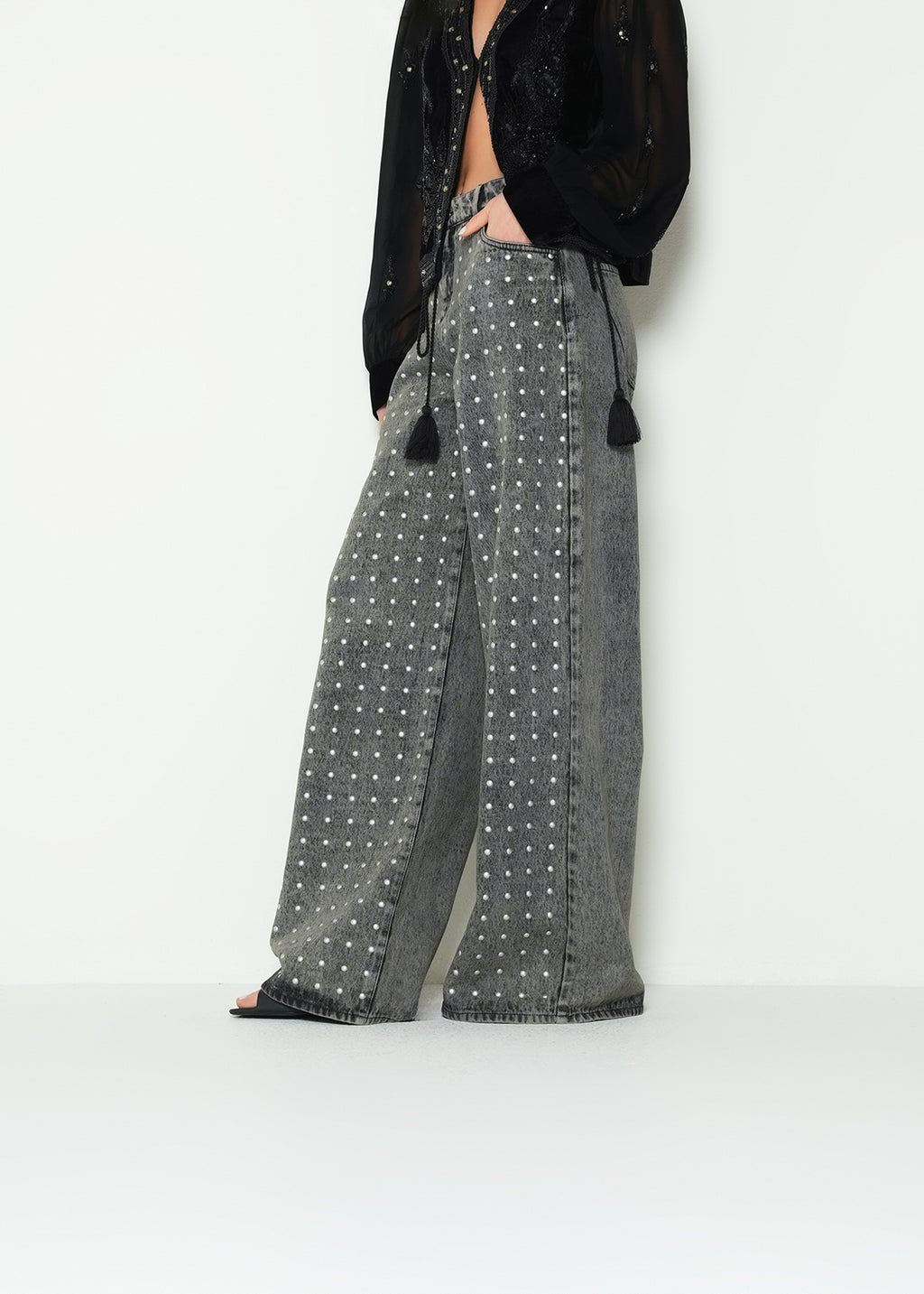 Pantalón wide leg puntos - Café 14_293H336_CAF170630_5