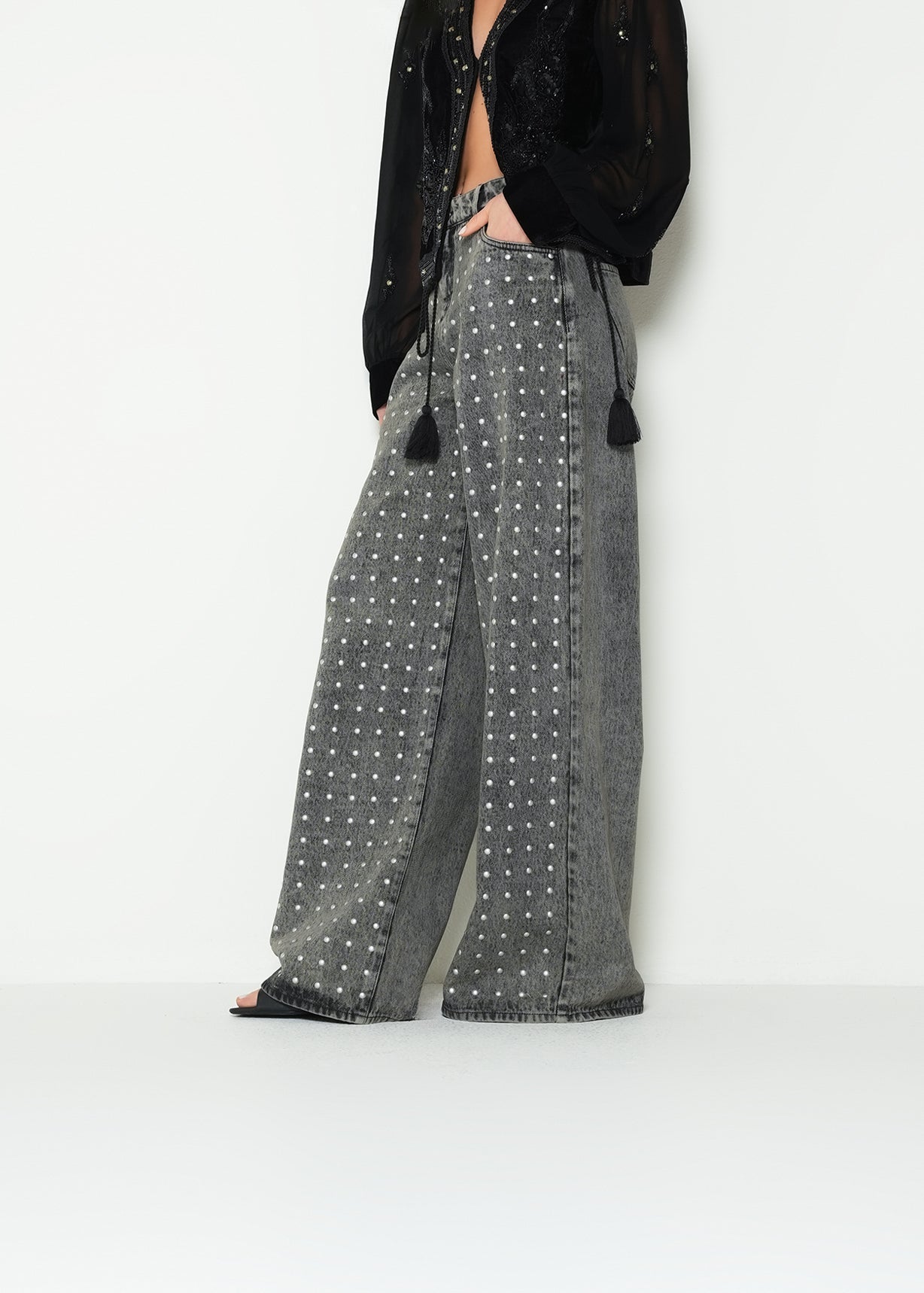 Pantalón wide leg puntos - Café 14_293H336_CAF170630_5