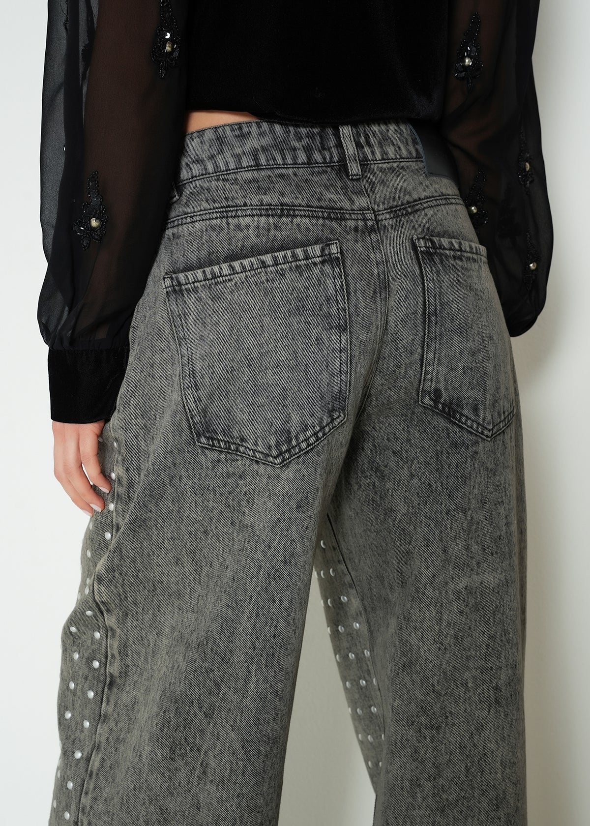 Pantalón wide leg puntos - Café 14_293H336_CAF170630_6
