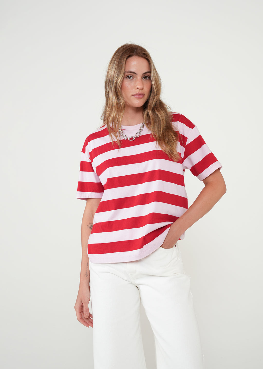 Camiseta a rayas manga corta - Rojo 14_401H031_ROJ191559_5