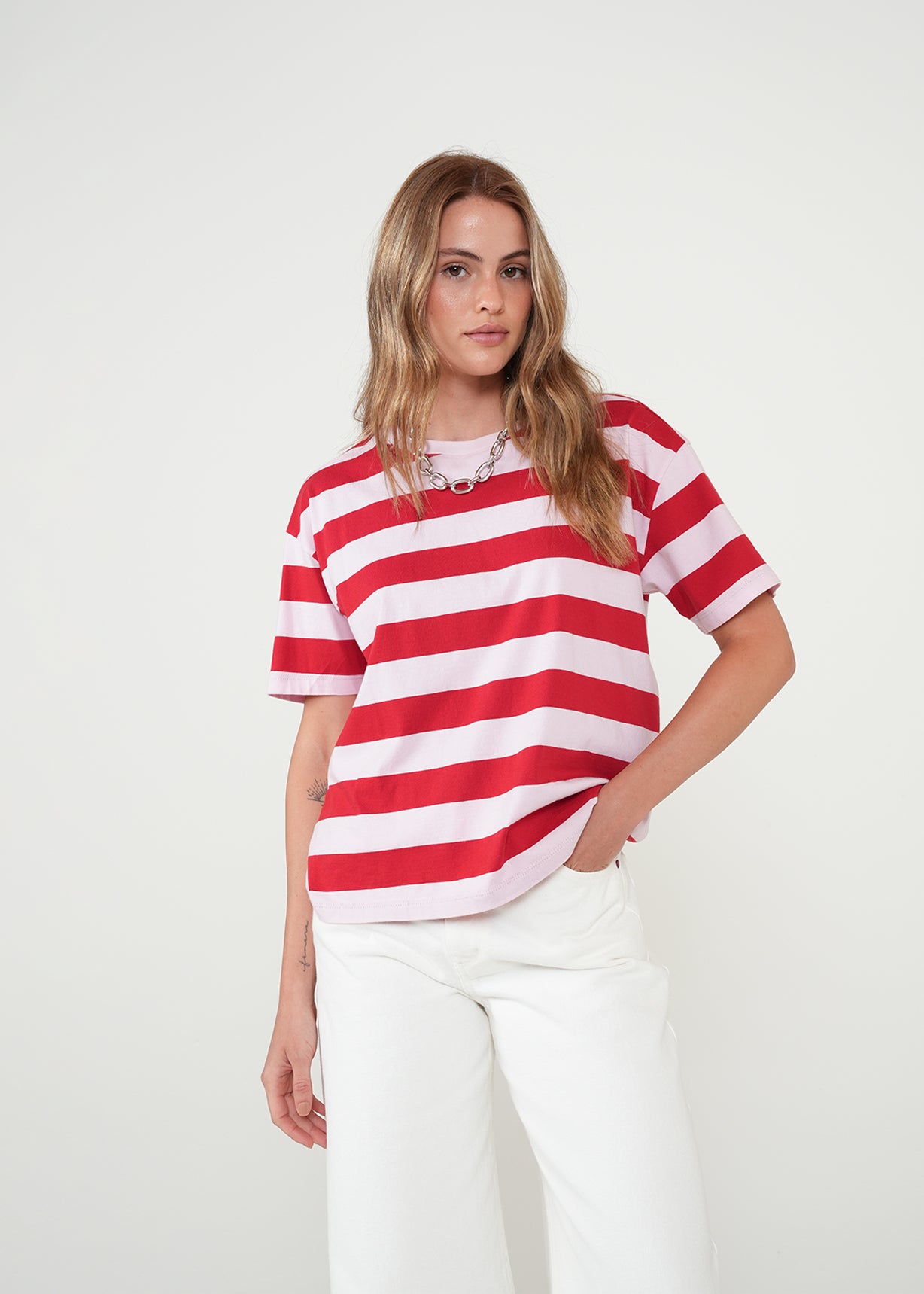 Camiseta a rayas manga corta - Rojo 14_401H031_ROJ191559_5