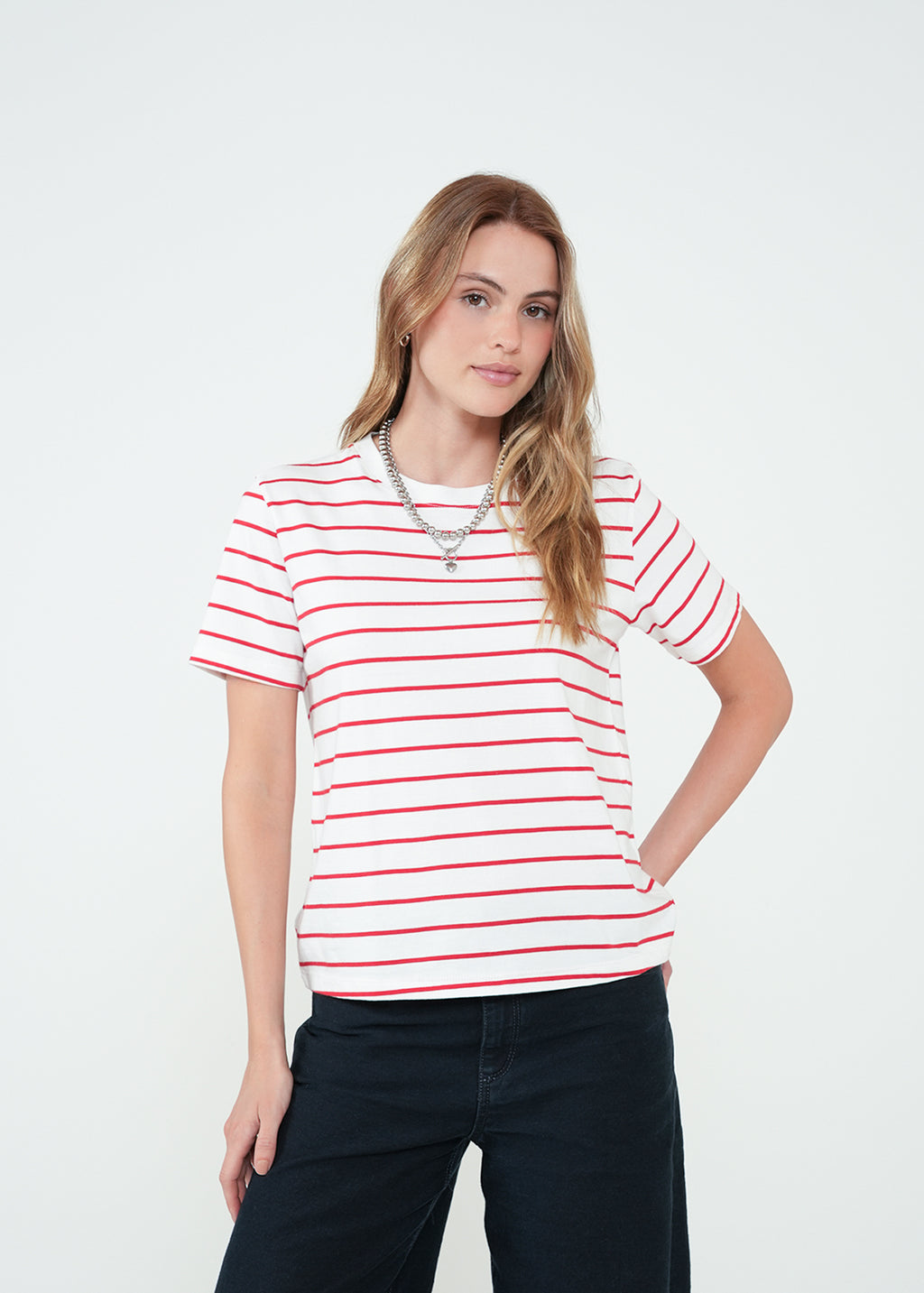 Camiseta estampada a rayas - Crudo 14_401H090_CRU111001_0