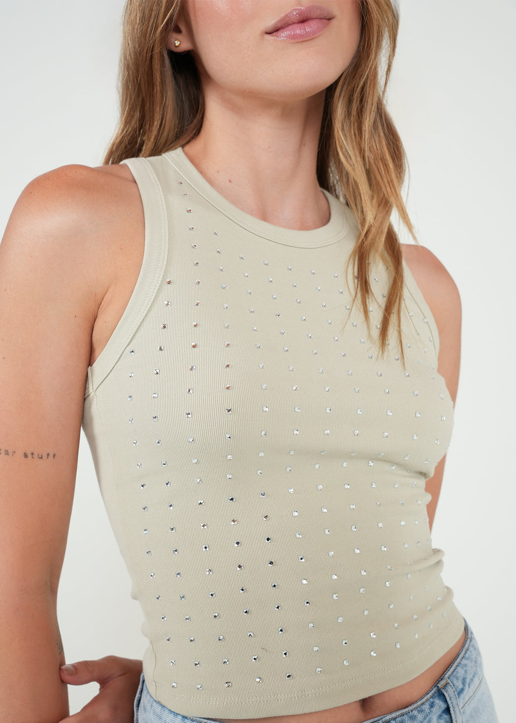 Camiseta con mini brillos - Beige 14_402H001_BEI156307_4