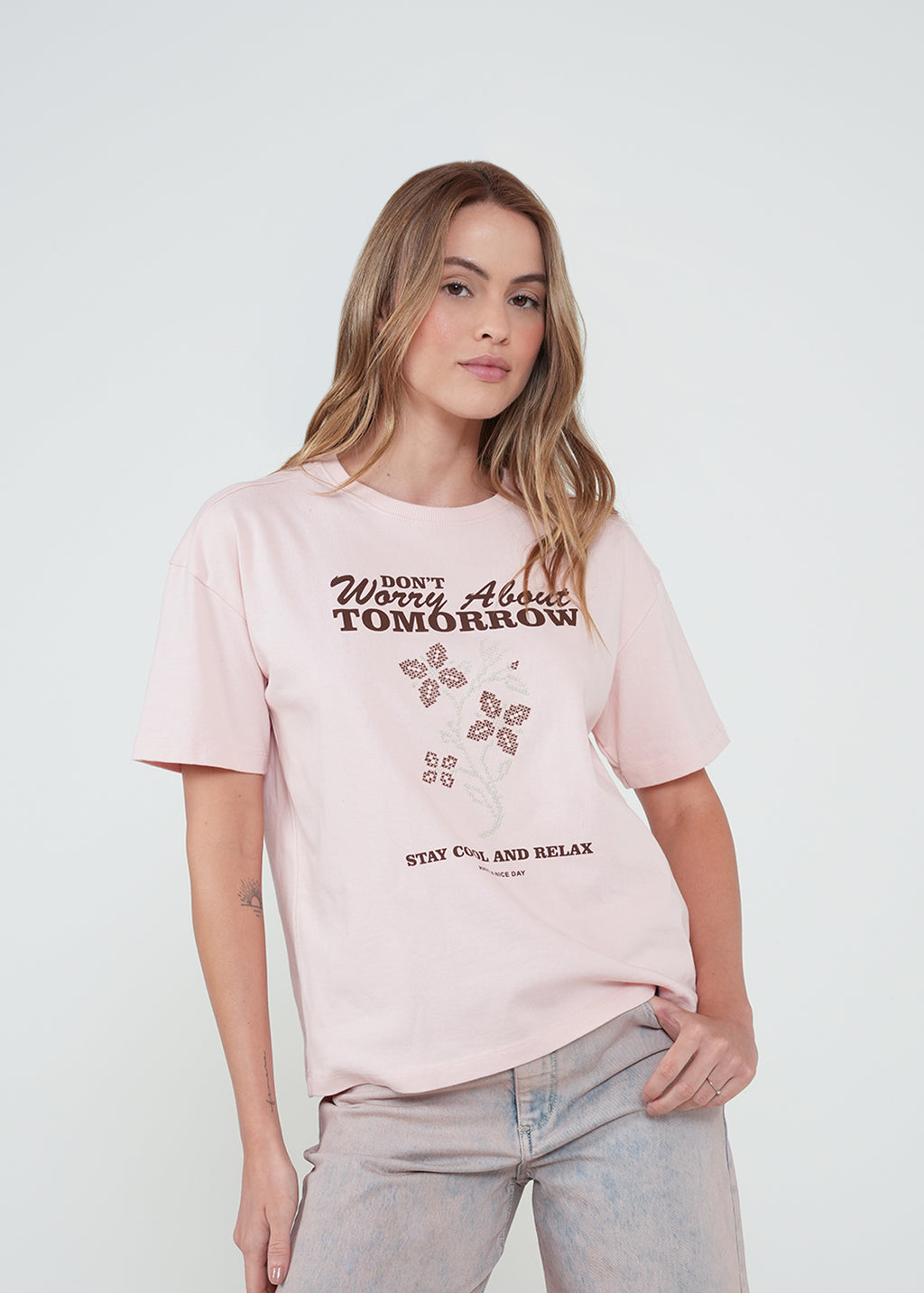 Camiseta con texto estampado - Rosa 14_402H004_ROS141907_3