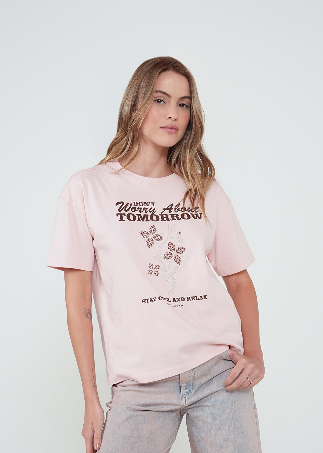 Camiseta con texto estampado - Rosa 14_402H004_ROS141907_3