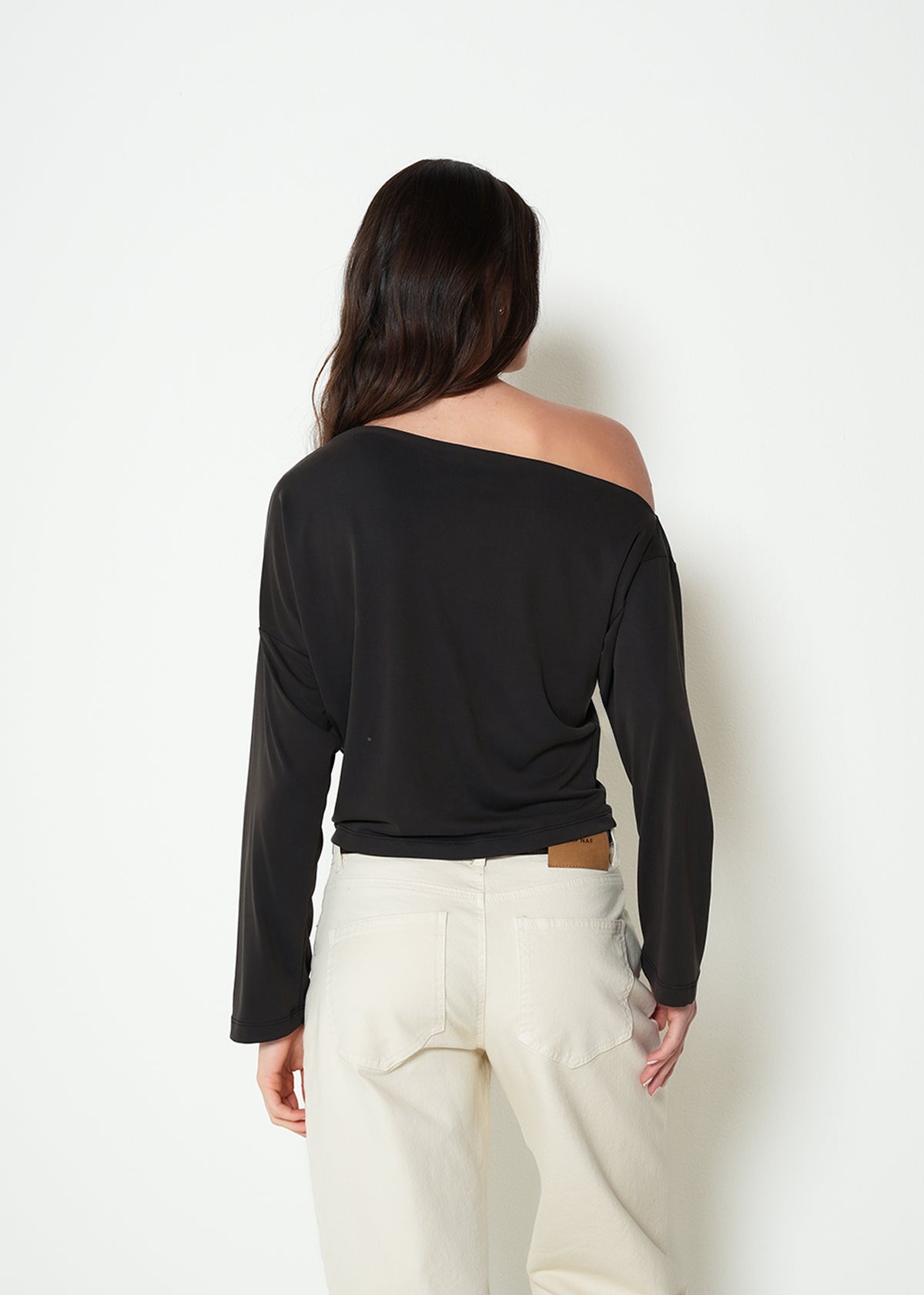 Camiseta oversize manga larga cuello asimétrico - Cafe 14_403H004_CAF191101_7