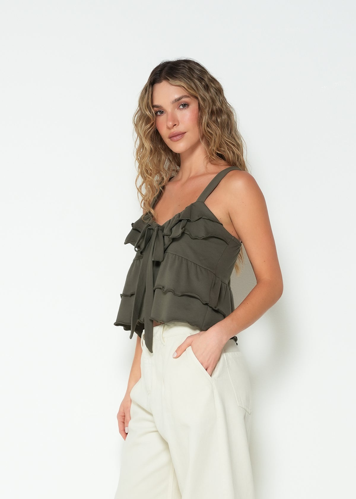 Camiseta regular sisa cuello en V - Verde 14_403H047_VER190515_3