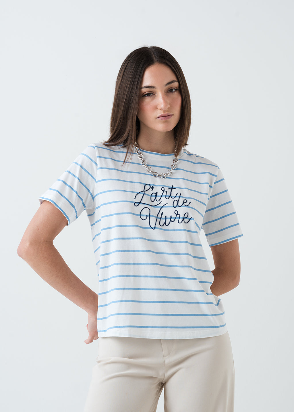 Camiseta básica cuello redondo - Crudo 14_405G044_CRU111001_0