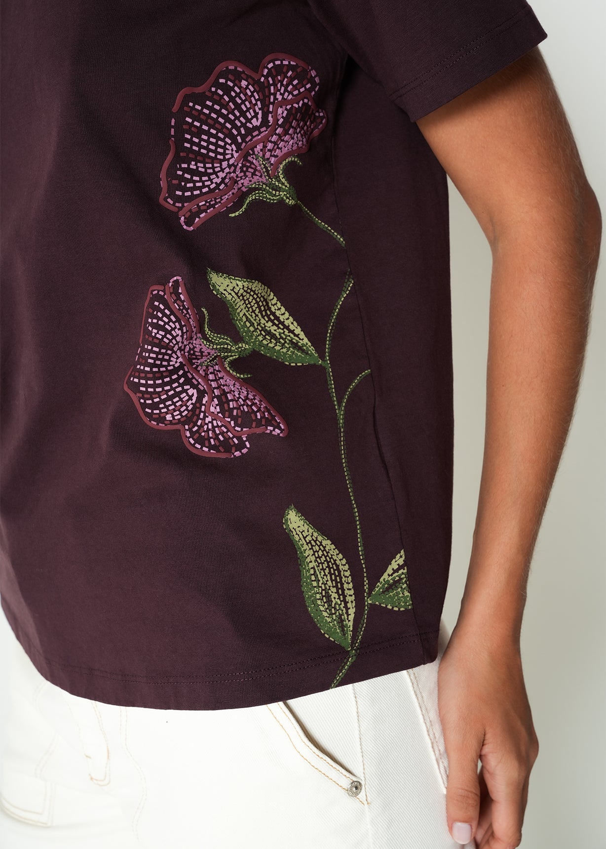 Camiseta básica con estampado floral  - Rojo 14_405H035_ROJ191528_4