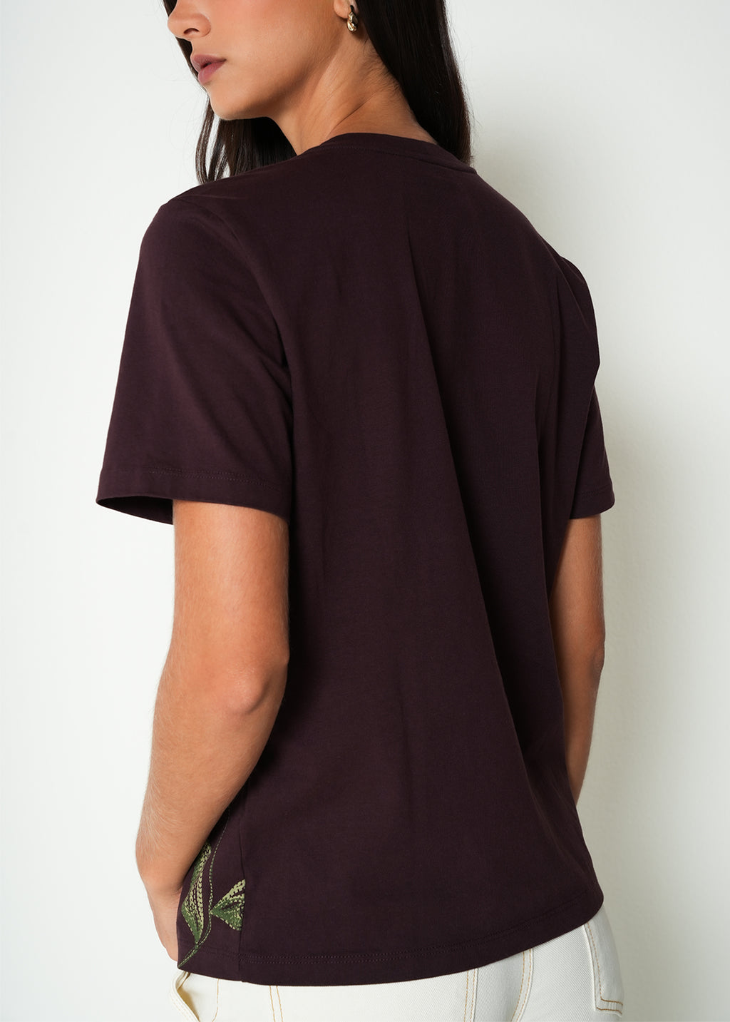 Camiseta básica con estampado floral  - Rojo 14_405H035_ROJ191528_6