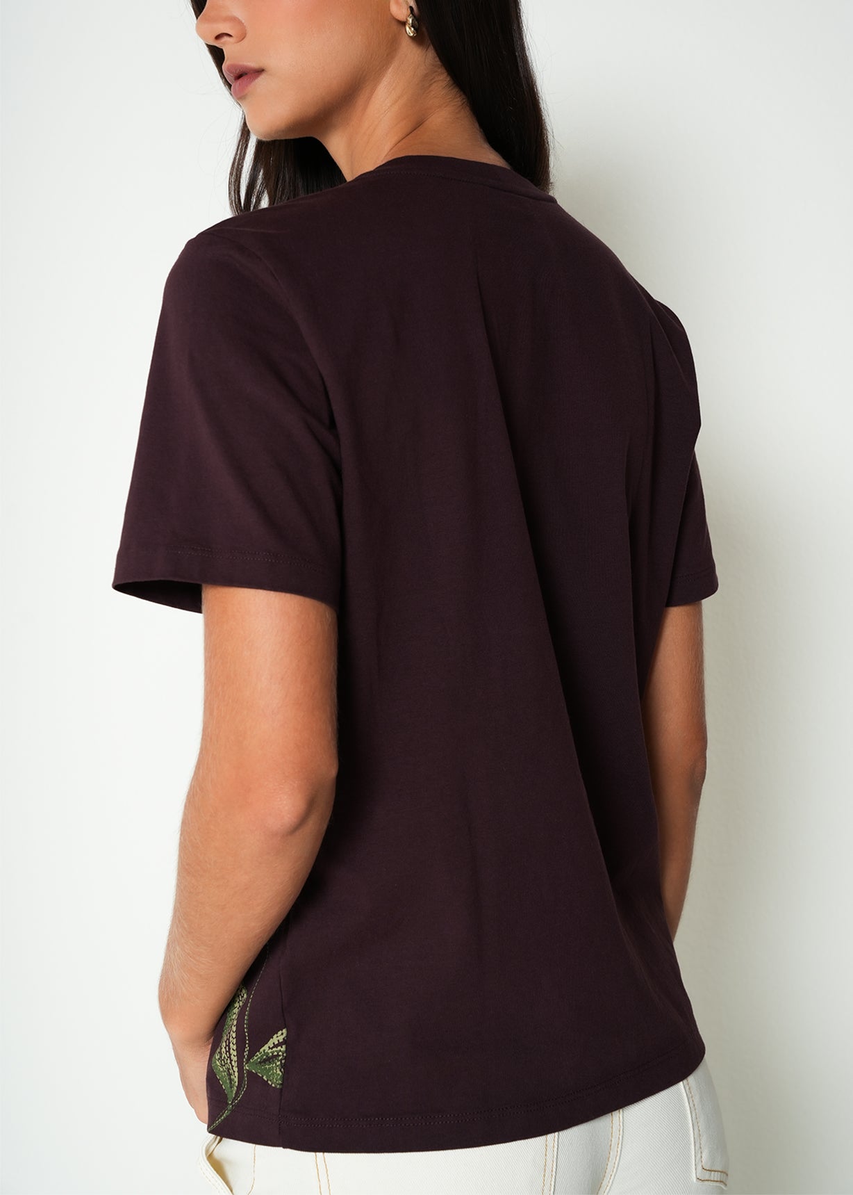 Camiseta básica con estampado floral  - Rojo 14_405H035_ROJ191528_6