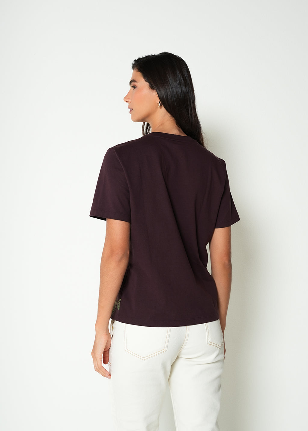 Camiseta básica con estampado floral  - Rojo 14_405H035_ROJ191528_7