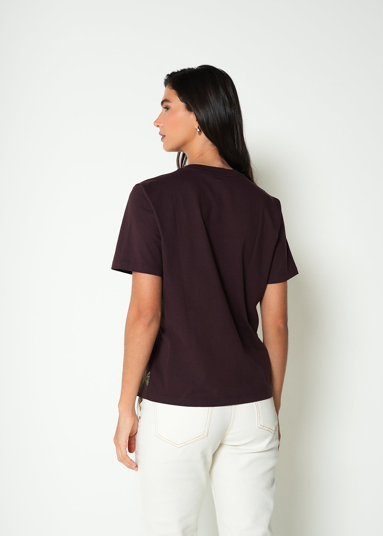 Camiseta básica con estampado floral  - Rojo 14_405H035_ROJ191528_7