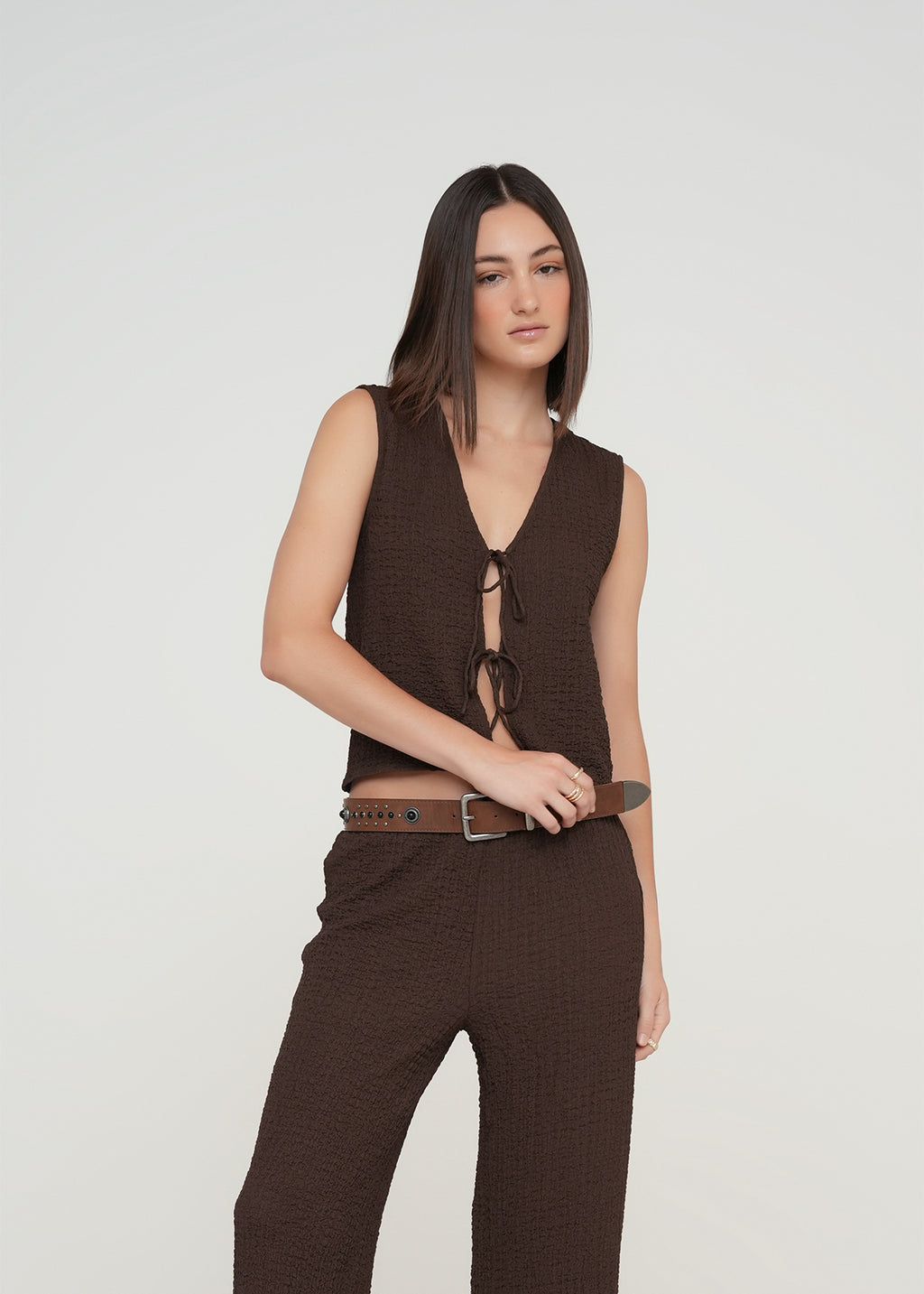 Camiseta para anudar en escote - Café 14_409G004_CAF190912_4