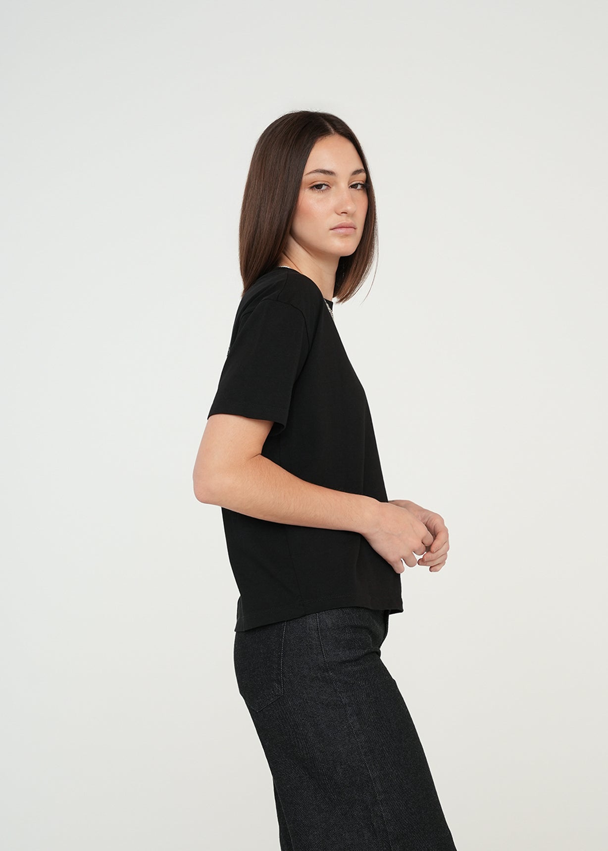 Camiseta con texto brillante - Negro 14_409G050_NEG193909_5