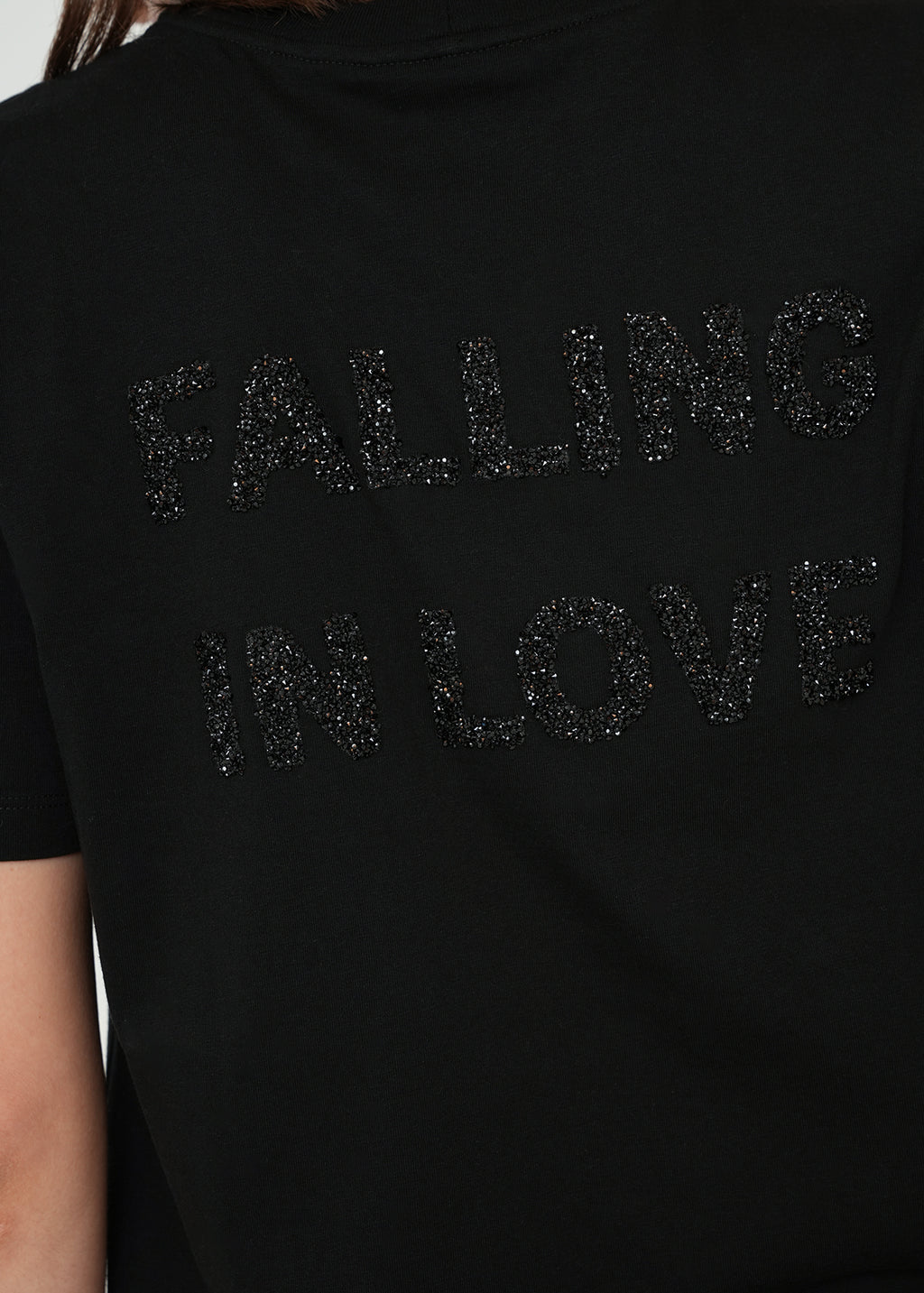 Camiseta con texto brillante - Negro 14_409G050_NEG193909_7