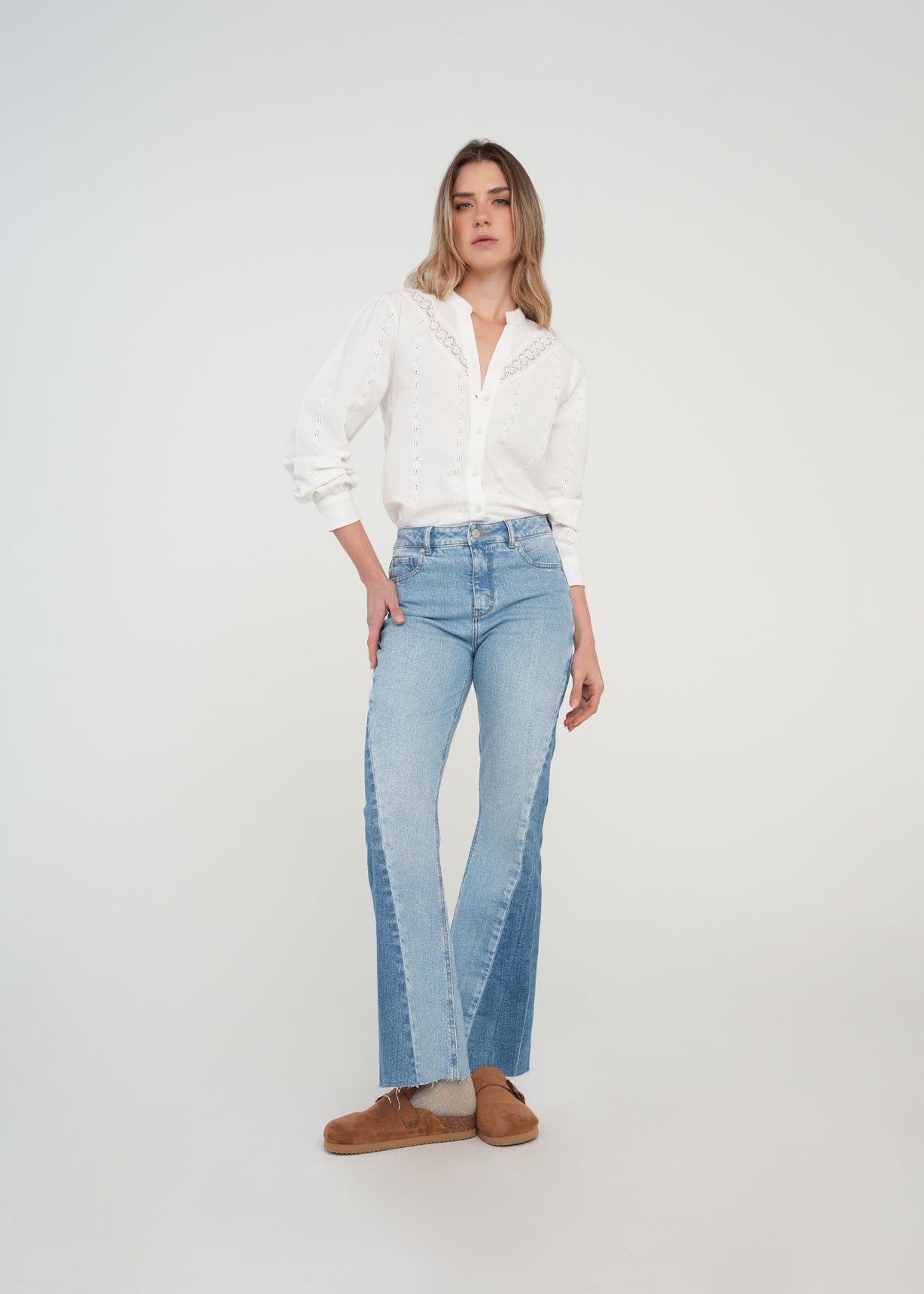 Camisa manga larga con detalles desagujados - Crudo 14_411H015_CRU111001_7
