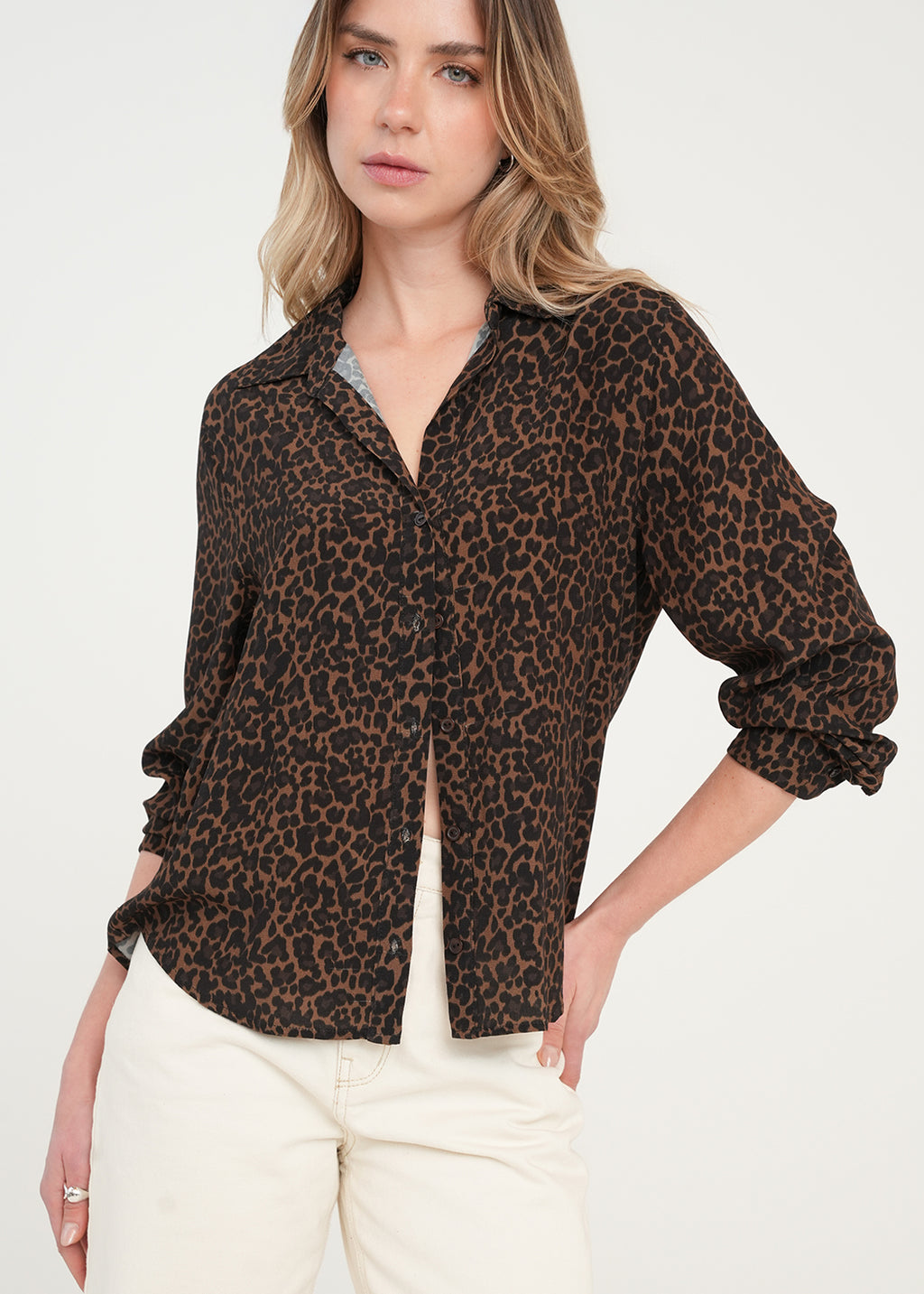 Camisa clásica de animal print - Café 14_411H334_CAF181018_0