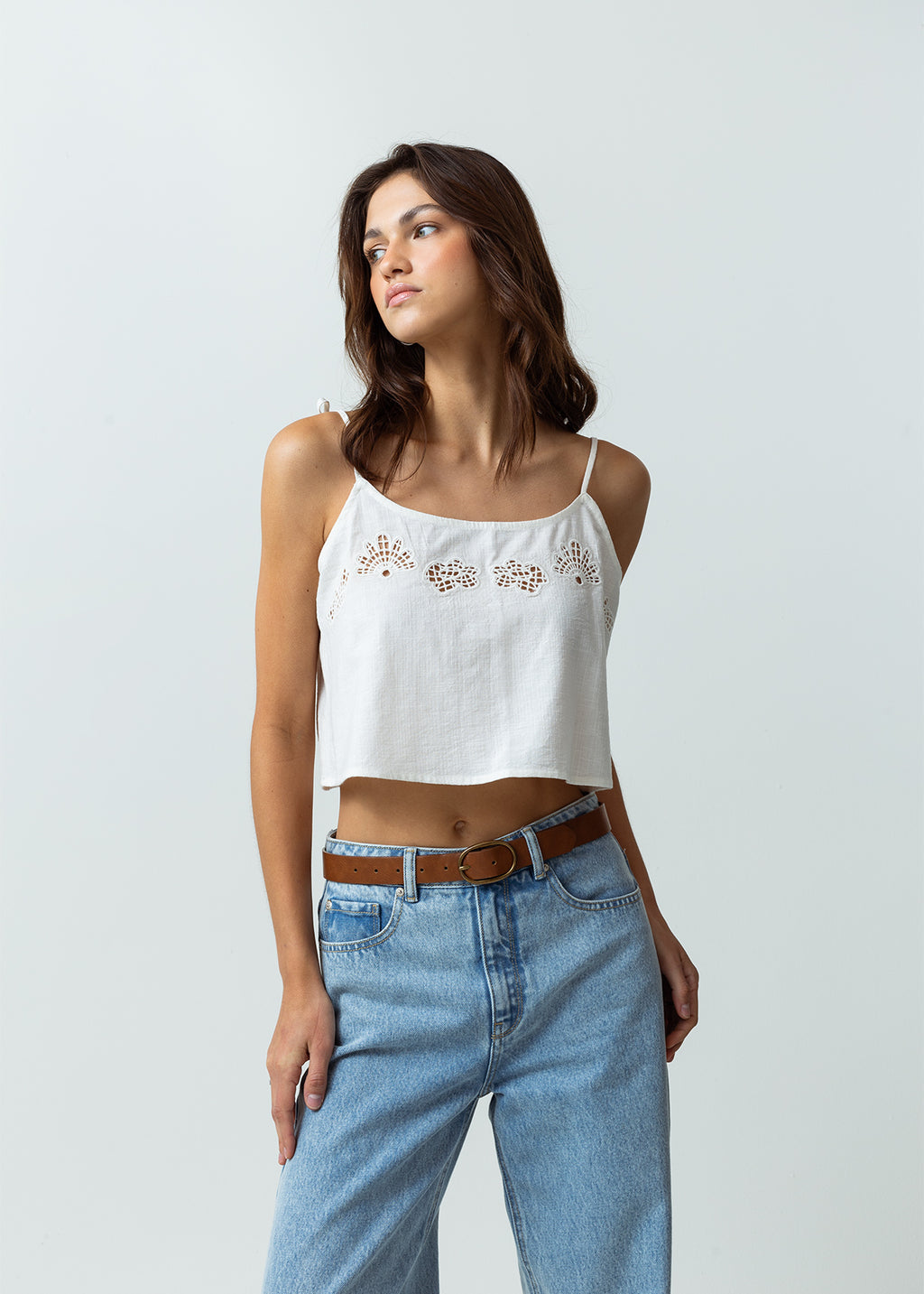 Camisa de tiras con detalles desagujados - Crudo 14_412G025_CRU110605_0
