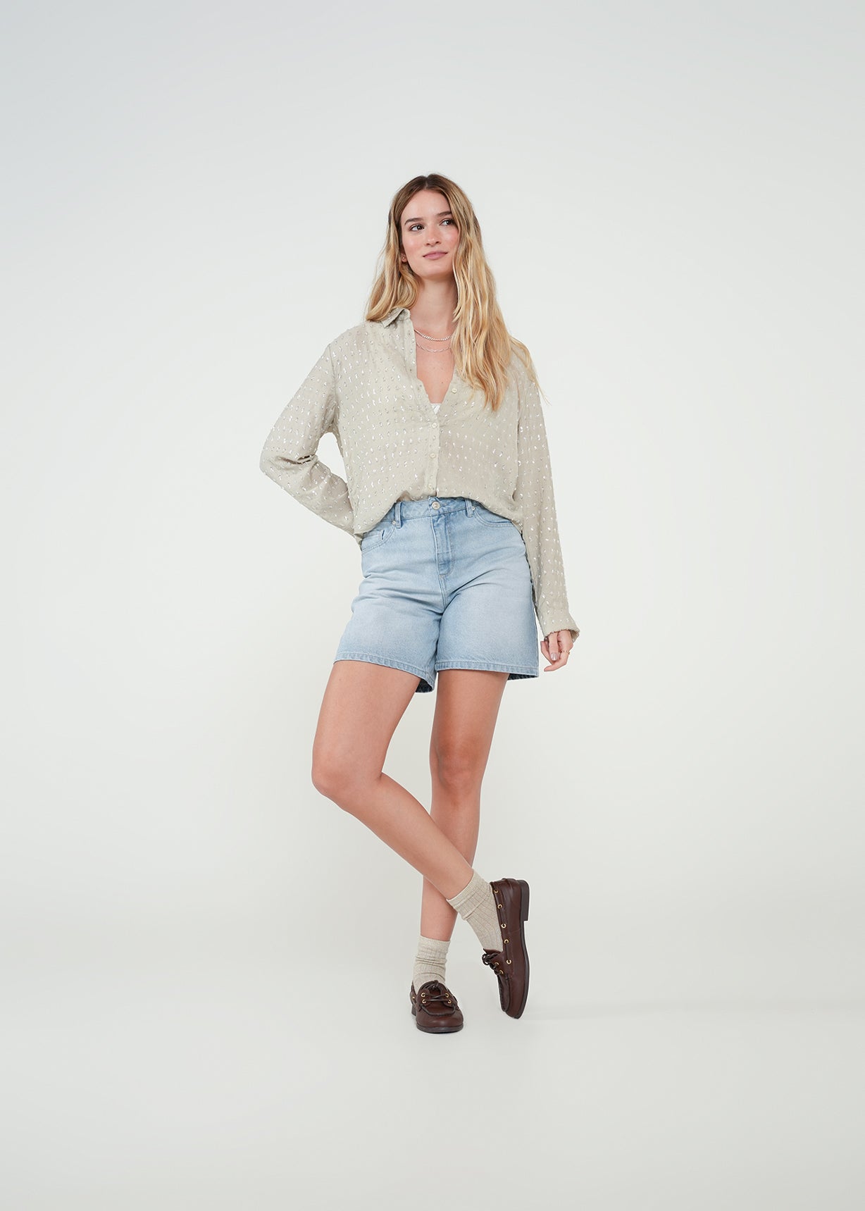 Camisa manga larga con brillos - Beige 14_412H307_BEI156307_3