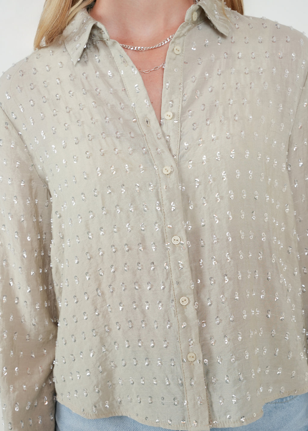 Camisa manga larga con brillos - Beige 14_412H307_BEI156307_4