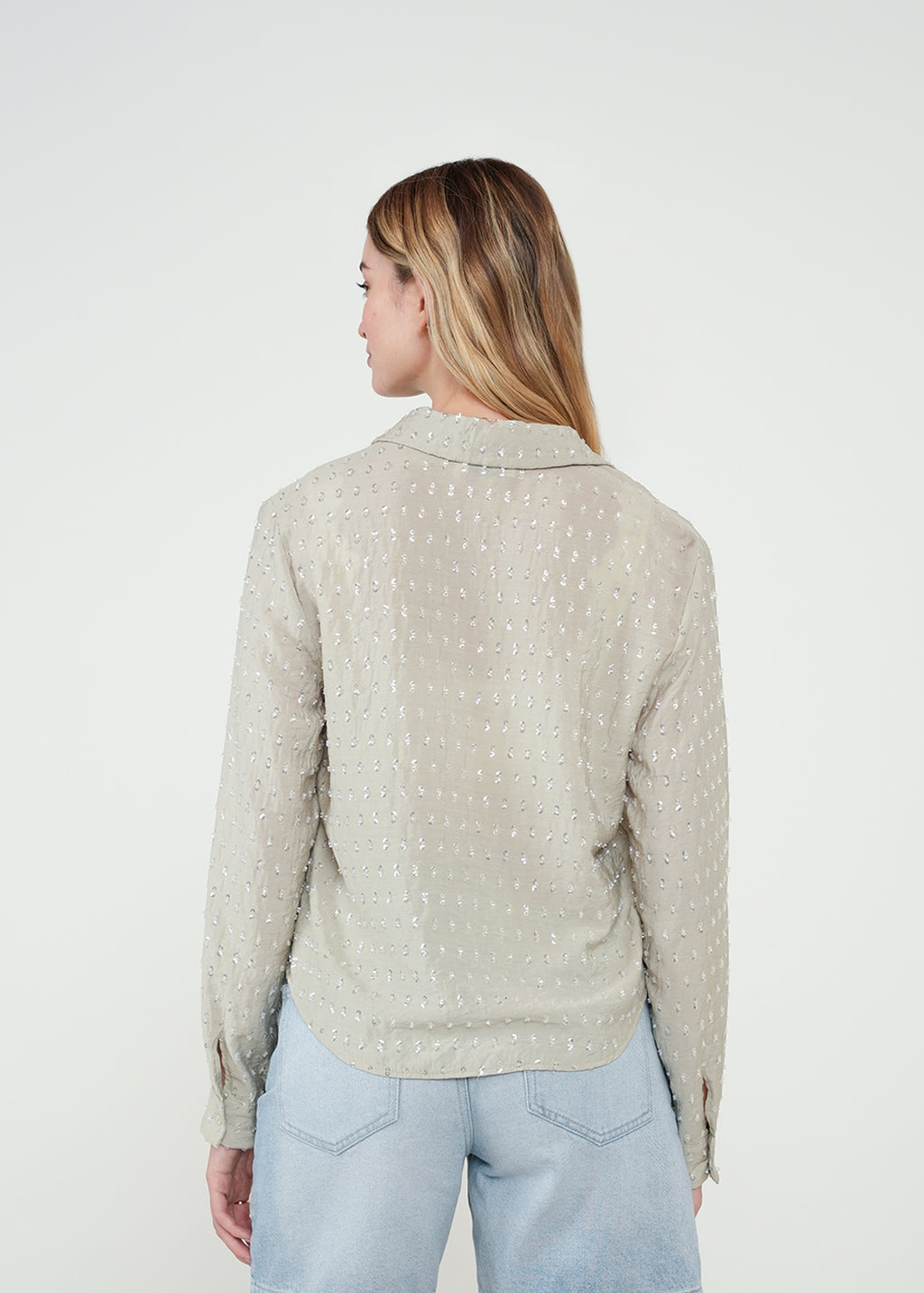 Camisa manga larga con brillos - Beige 14_412H307_BEI156307_7