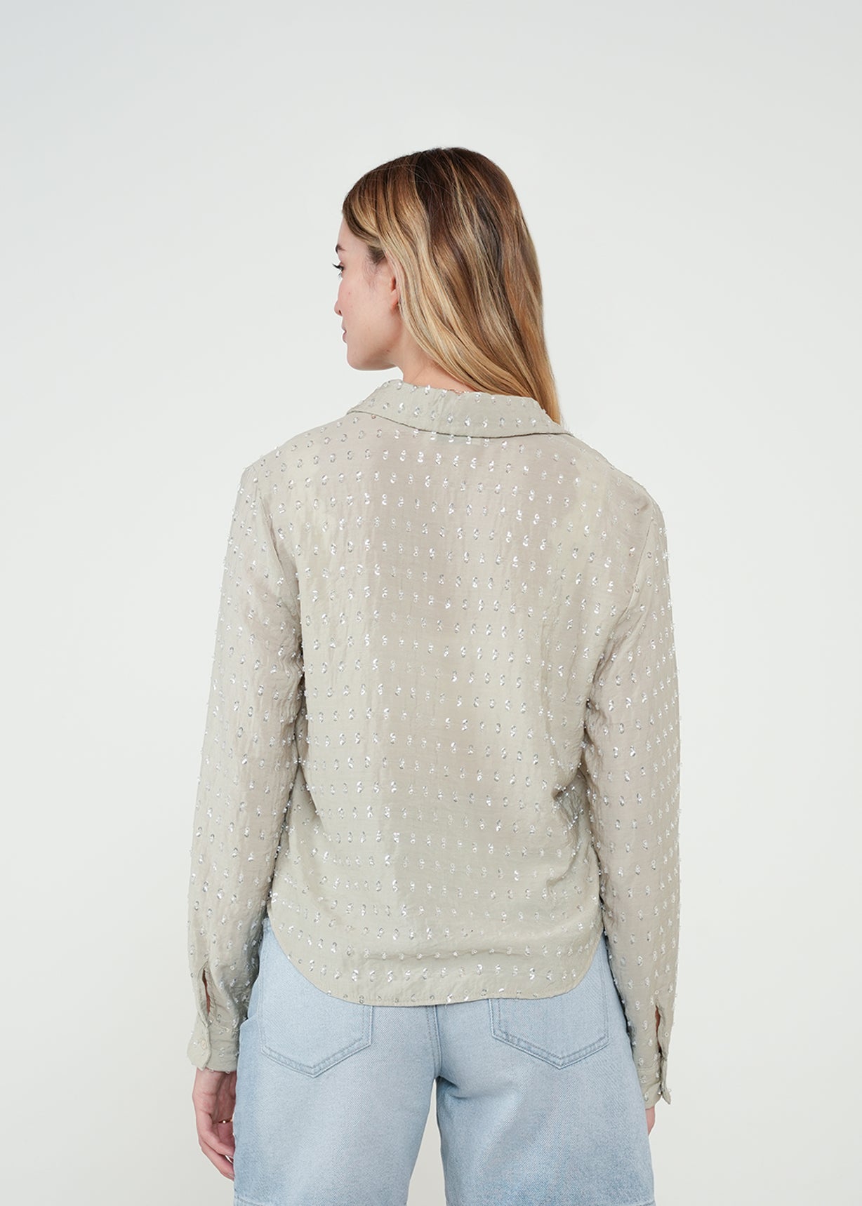 Camisa manga larga con brillos - Beige 14_412H307_BEI156307_7
