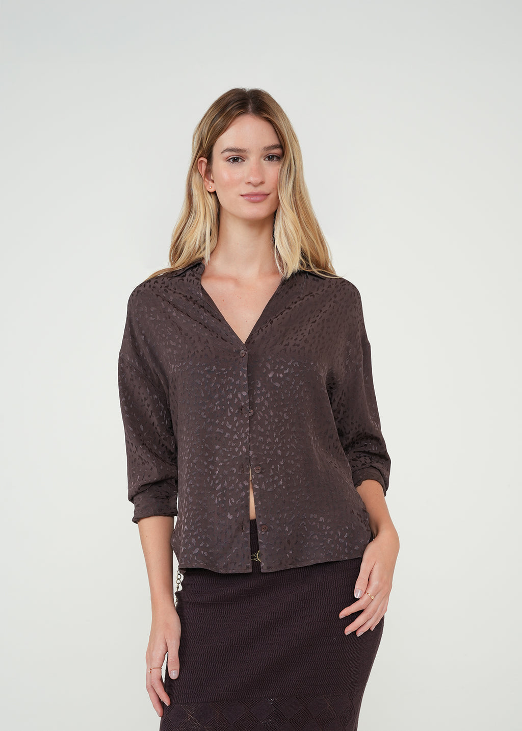 Camisa de animal print con brillo - Café 14_412H346_CAF191016_3