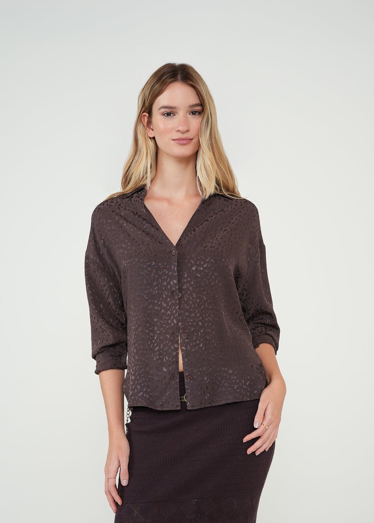 Camisa de animal print con brillo - Café 14_412H346_CAF191016_3