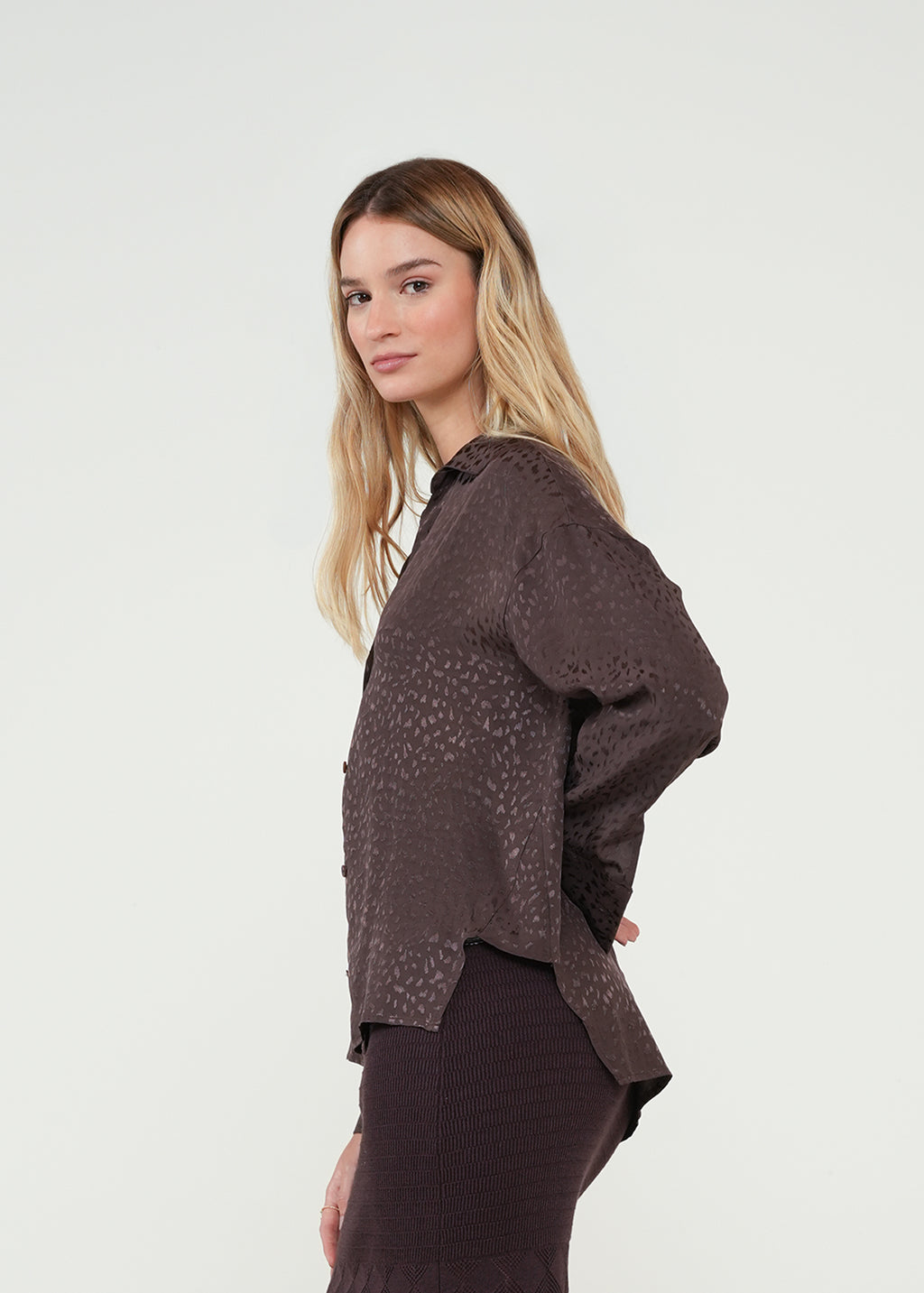 Camisa de animal print con brillo - Café 14_412H346_CAF191016_5