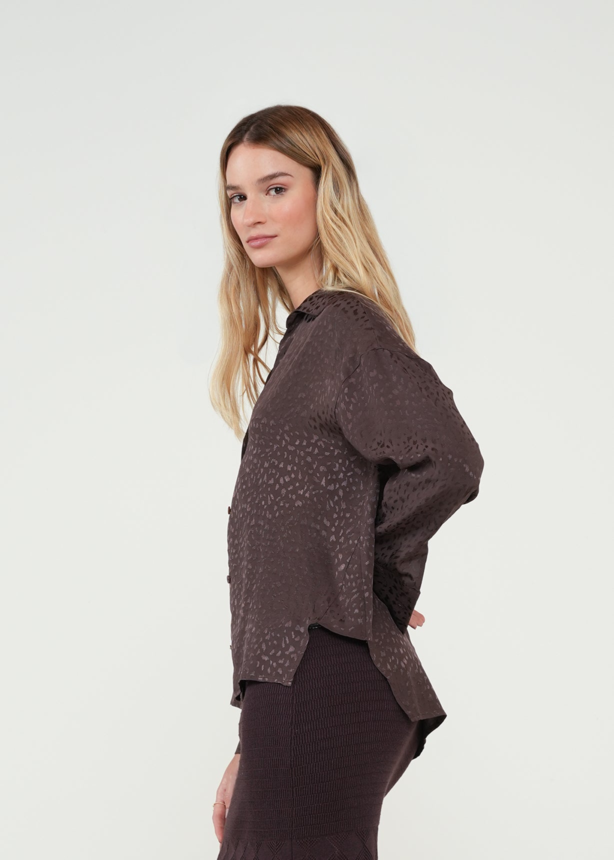 Camisa de animal print con brillo - Café 14_412H346_CAF191016_5