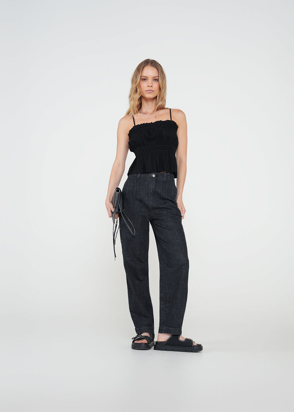 Camisa de tiras semiajustada - Negro 14_412H351_NEG193909_3