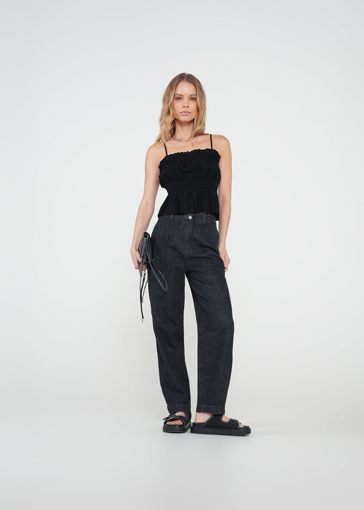 Camisa de tiras semiajustada - Negro 14_412H351_NEG193909_3