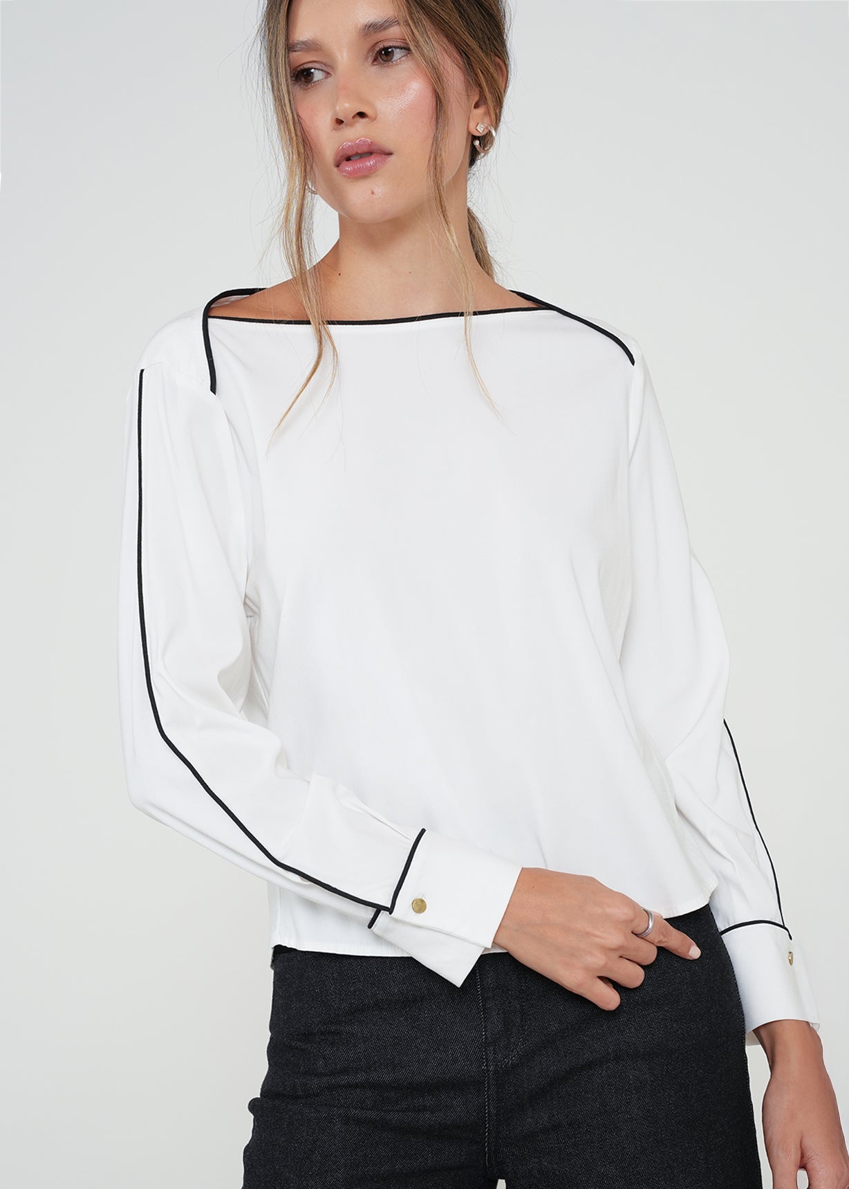 Camisa con líneas en contraste - Crudo 14_412H364_CRU111001_0
